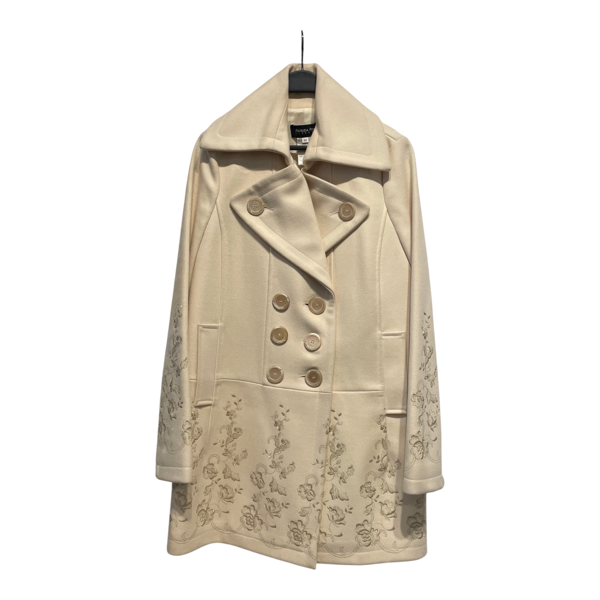 PATRIZIA PEPE/Coat/44/Floral Pattern/Wool/CRM/DOUBLE BREASTED W/ EMBROIDERY view 1