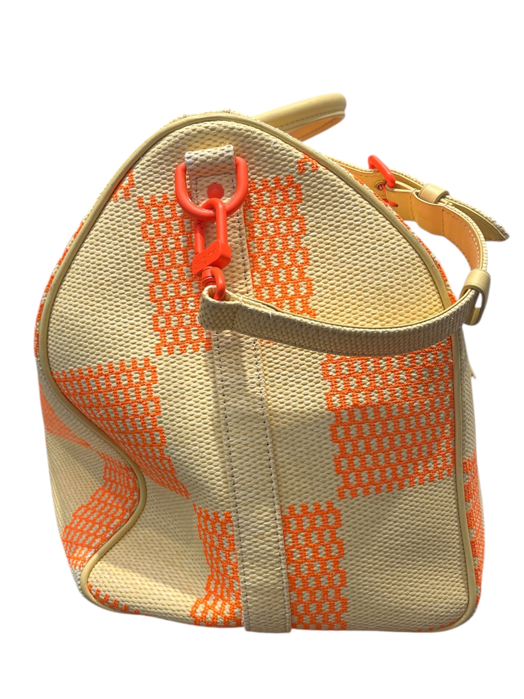 LOUIS VUITTON/Luggage/All Over Print/Cotton/CRM/KEEPALL BANDOU 50 ORNGE view 4