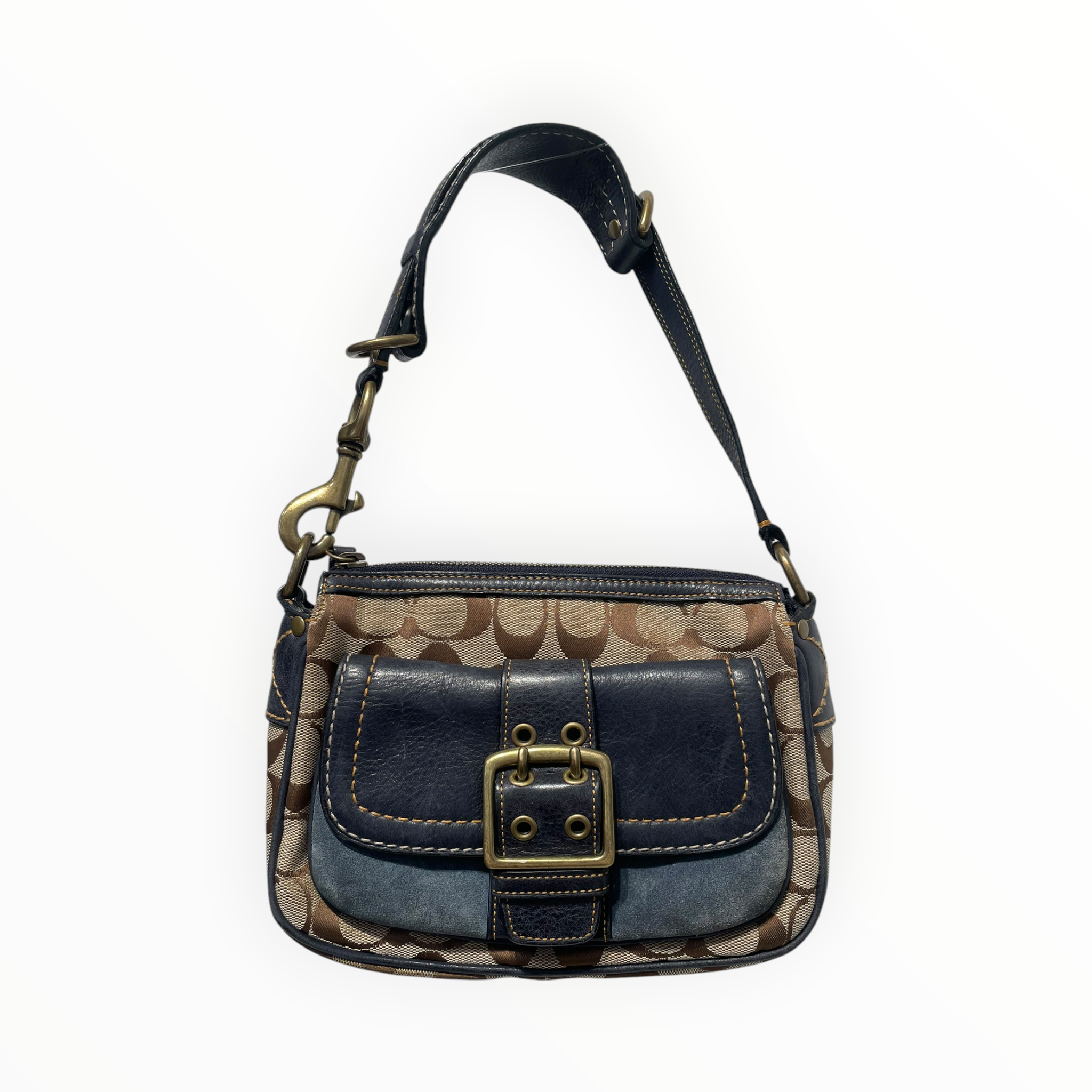 COACH/Hand Bag/Monogram/Leather/BLU/Special Edition 7061