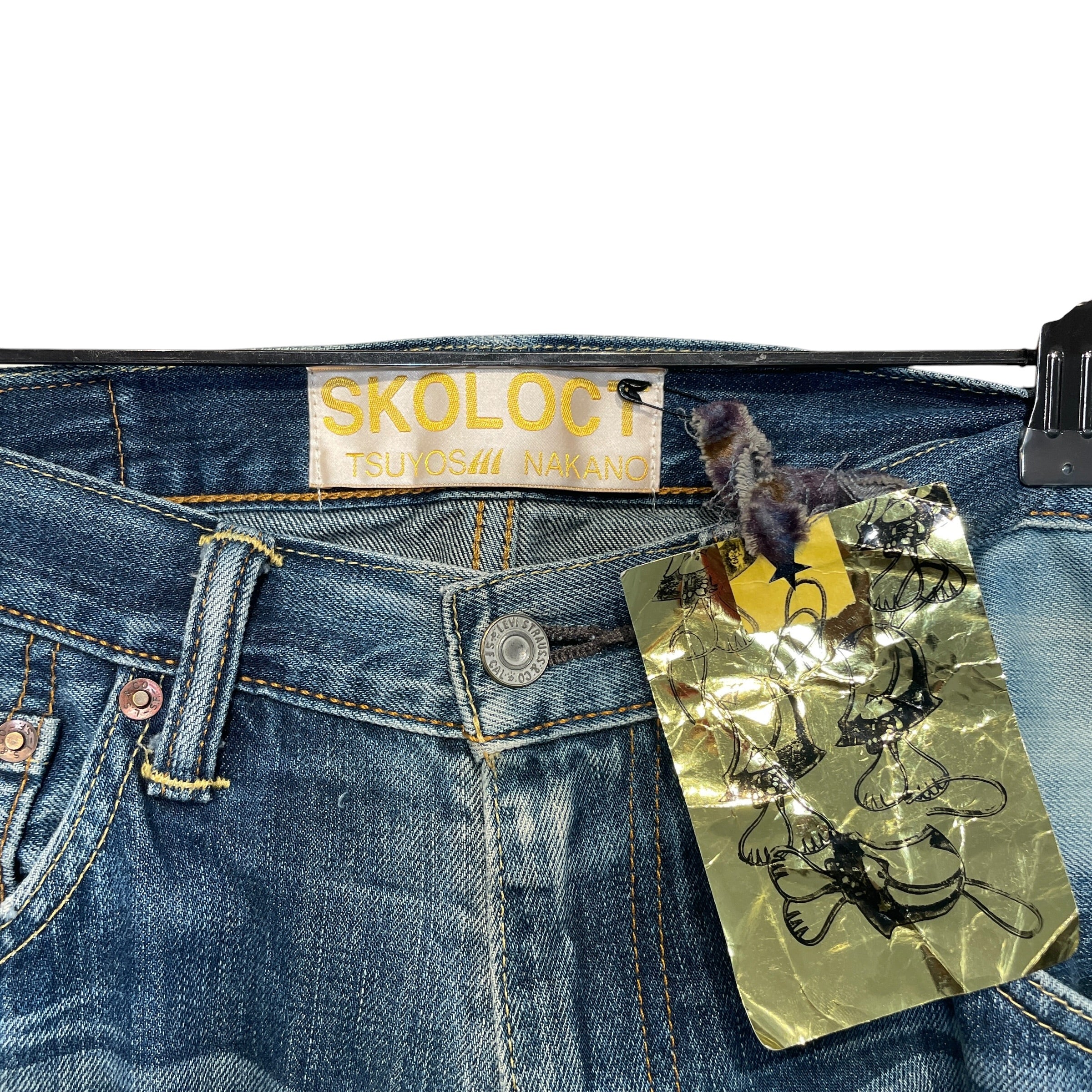 SKOLOCT/Straight Pants/32/Denim/BLU/All Over Print/Hand Drawn Denim view 3