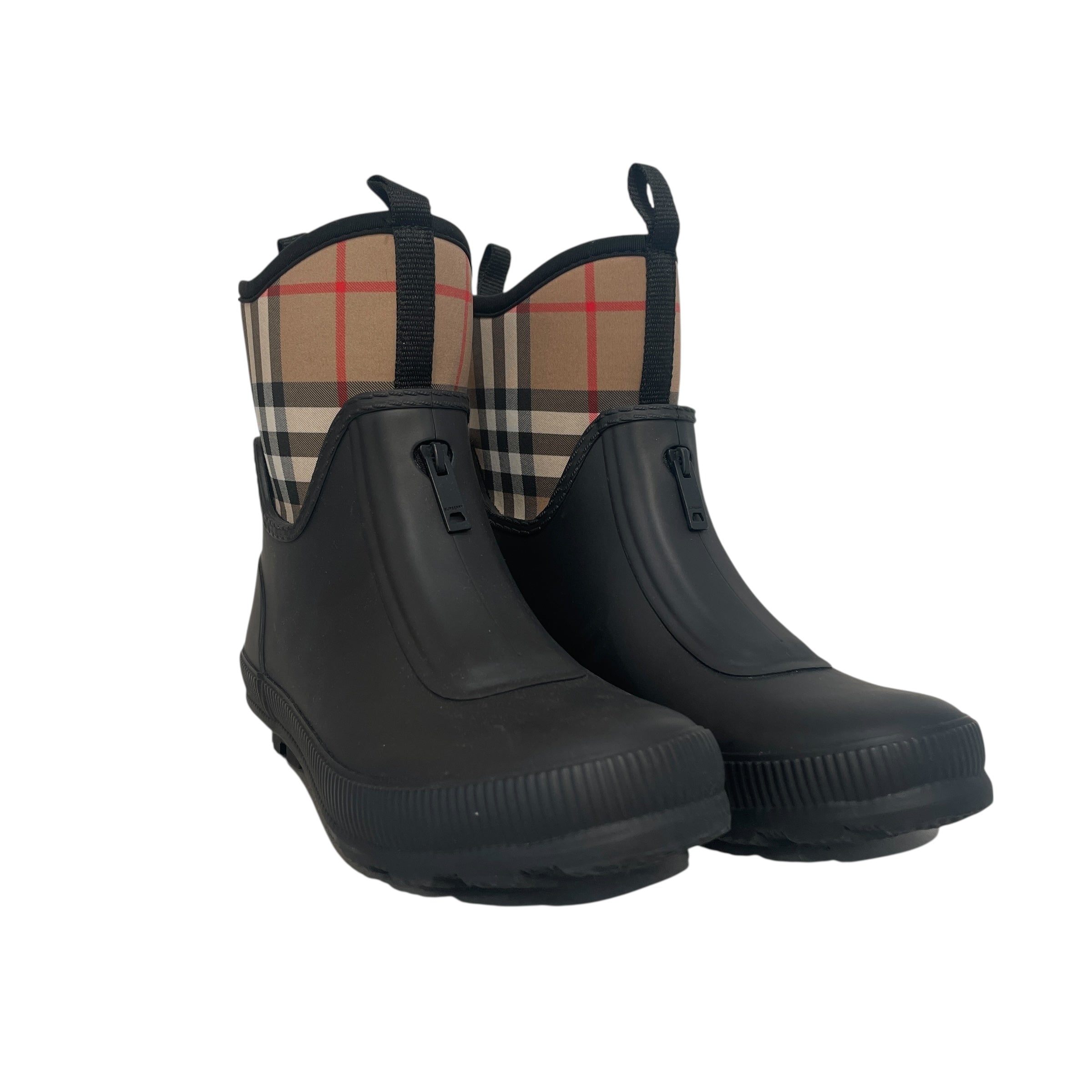 BURBERRY/Rain Boots/EU 34/Plaid/BLK/CHECK NEOPRENE RUBBER BOOTS view 1