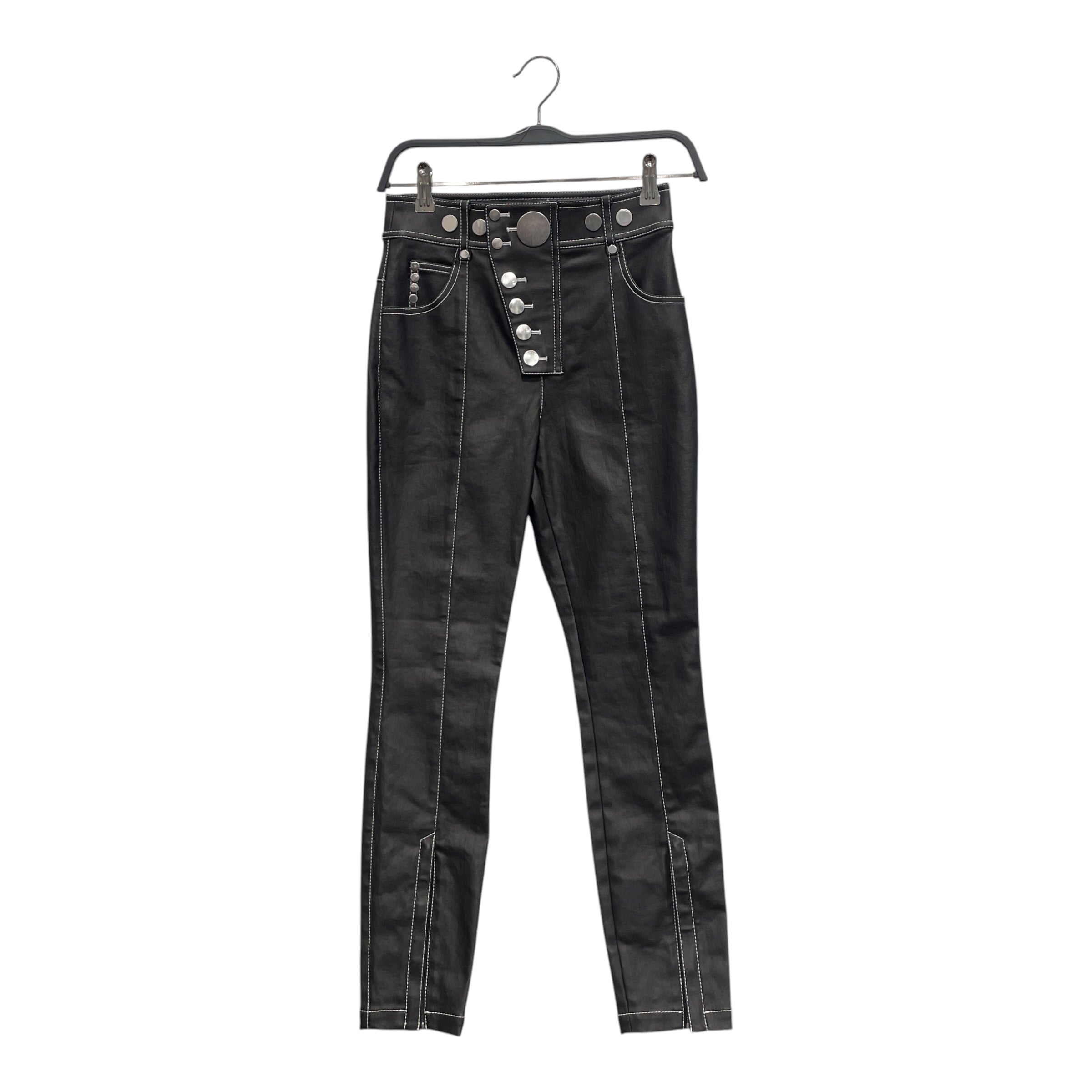 Alexander Wang/Skinny Pants/0/Stripe/Cotton/BLK/BUTTON FLY/WHITE STITCH PANT view 1