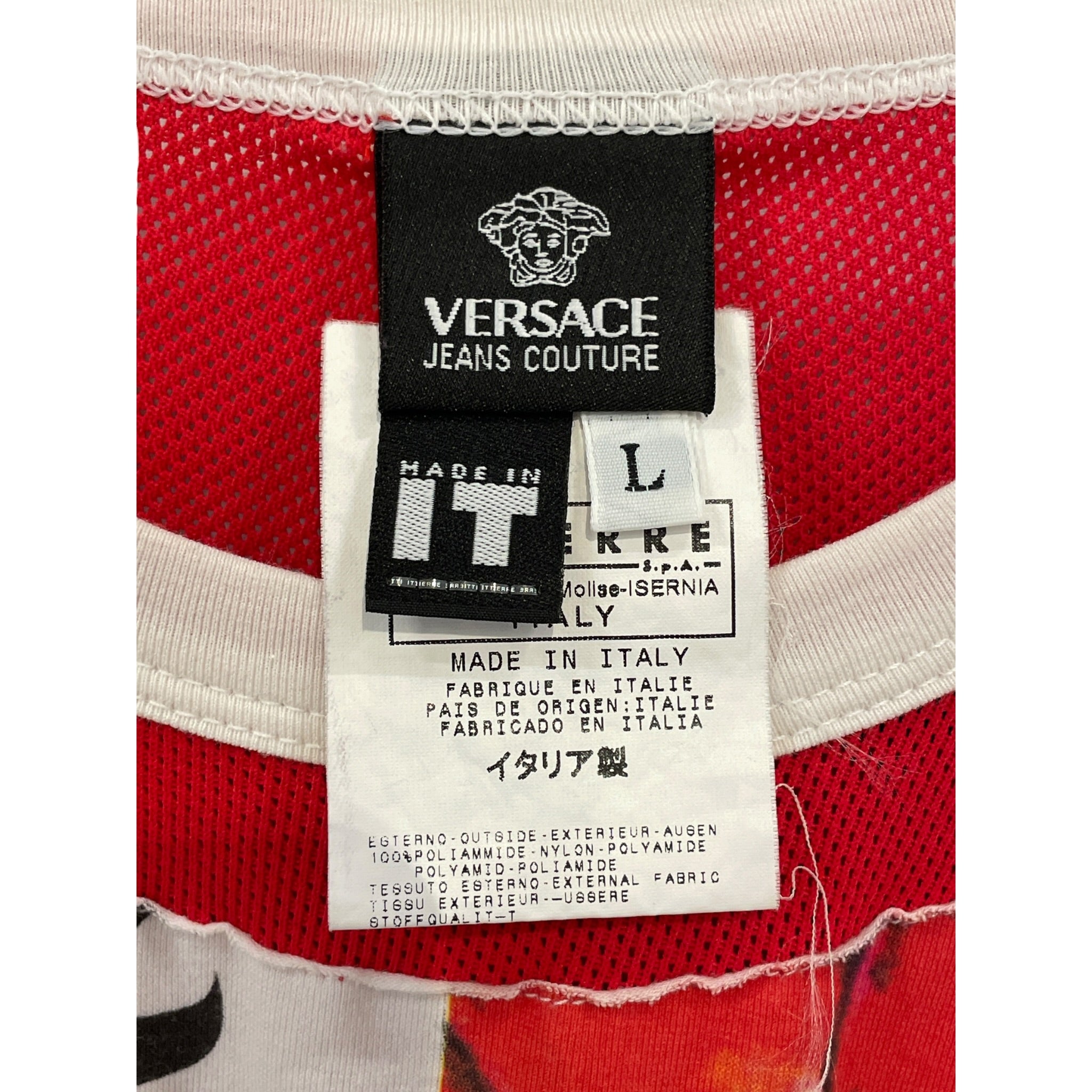 VERSACE JEANS COUTURE/T-Shirt/L/Cotton/RED/Graphic/mesh back view 3