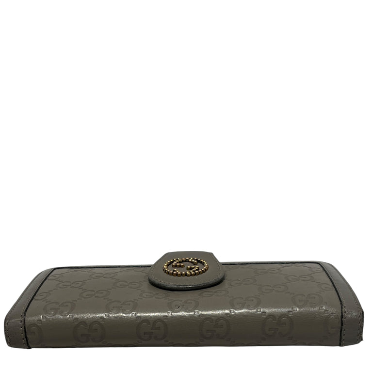 GUCCI/Long Wallet/Monogram/Leather/BEG/GUCCISIMA BEADED G WALLET