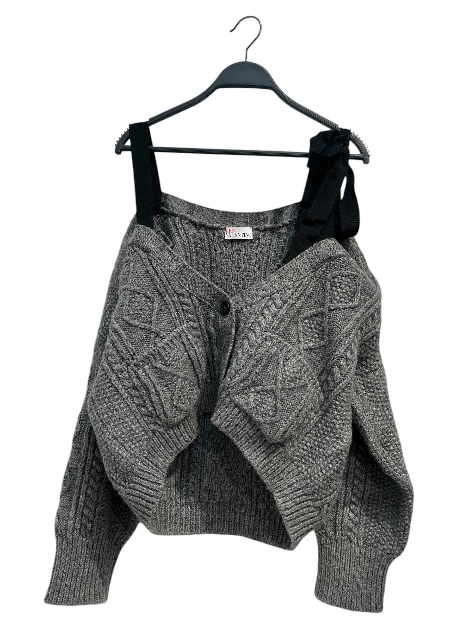 RED VALENTINO/Cardigan/XL/Acrylic/GRY/OFF SHOULDER BOW DETAILS view 3