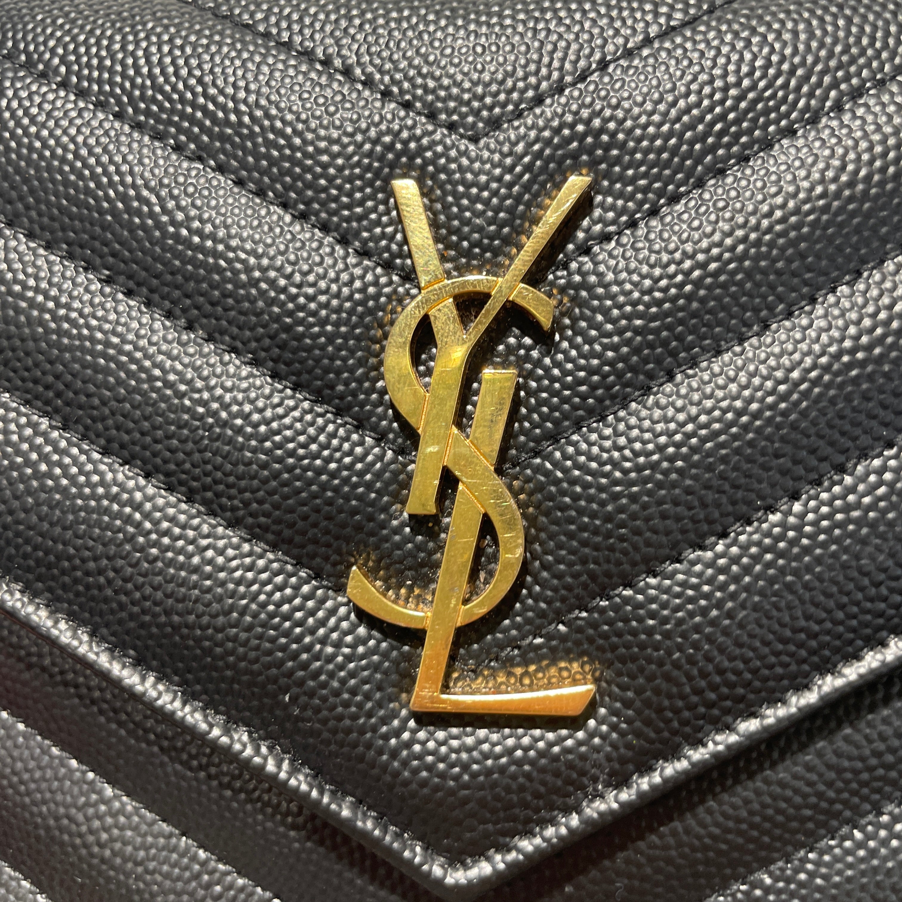YVES SAINT LAURENT/Cross Body Bag/Leather/BLK/LEATHER ENVELOPE view 3