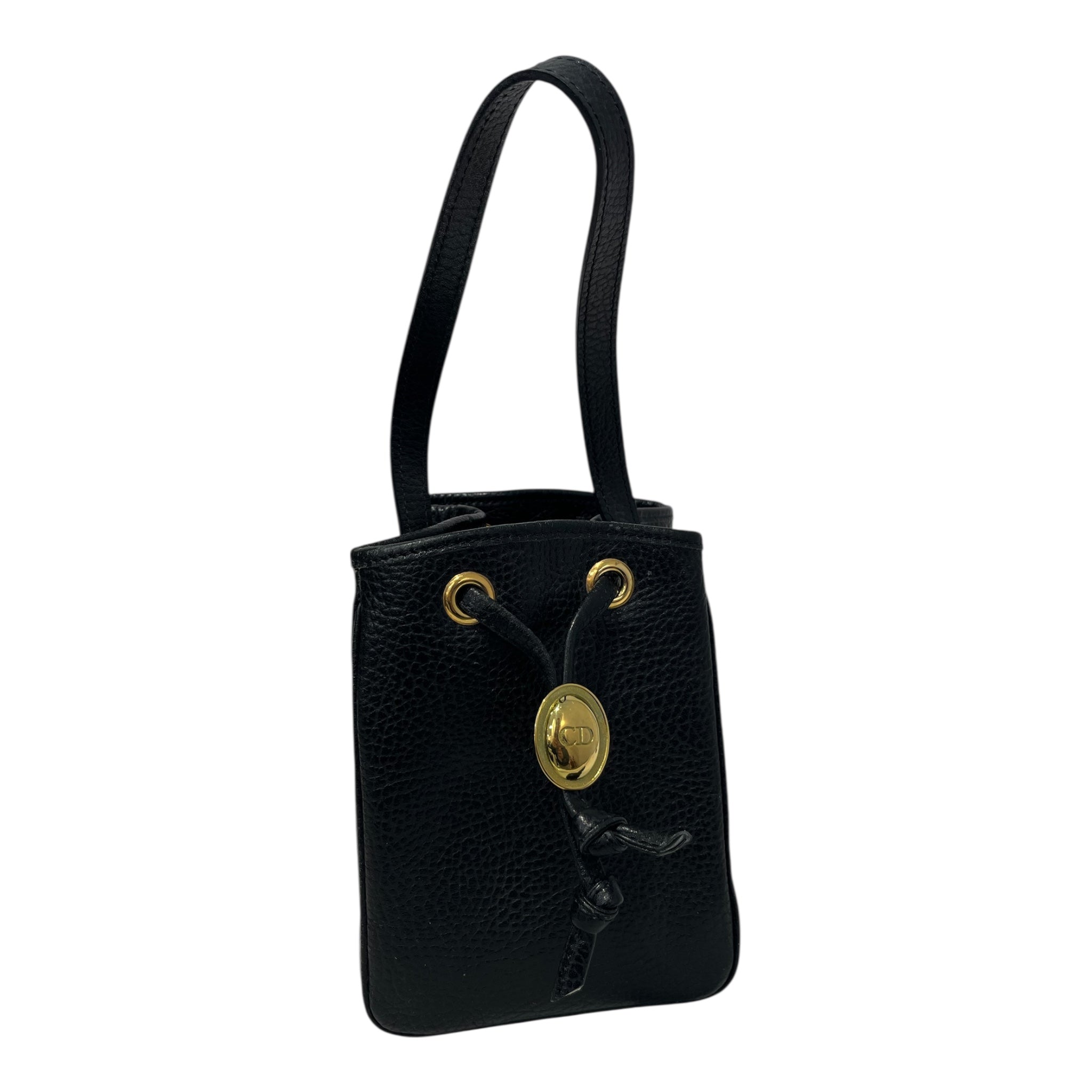 Christian Dior/Hand Bag/Leather/BLK/CD DRAWSTRING MINI HANDBAG view 1