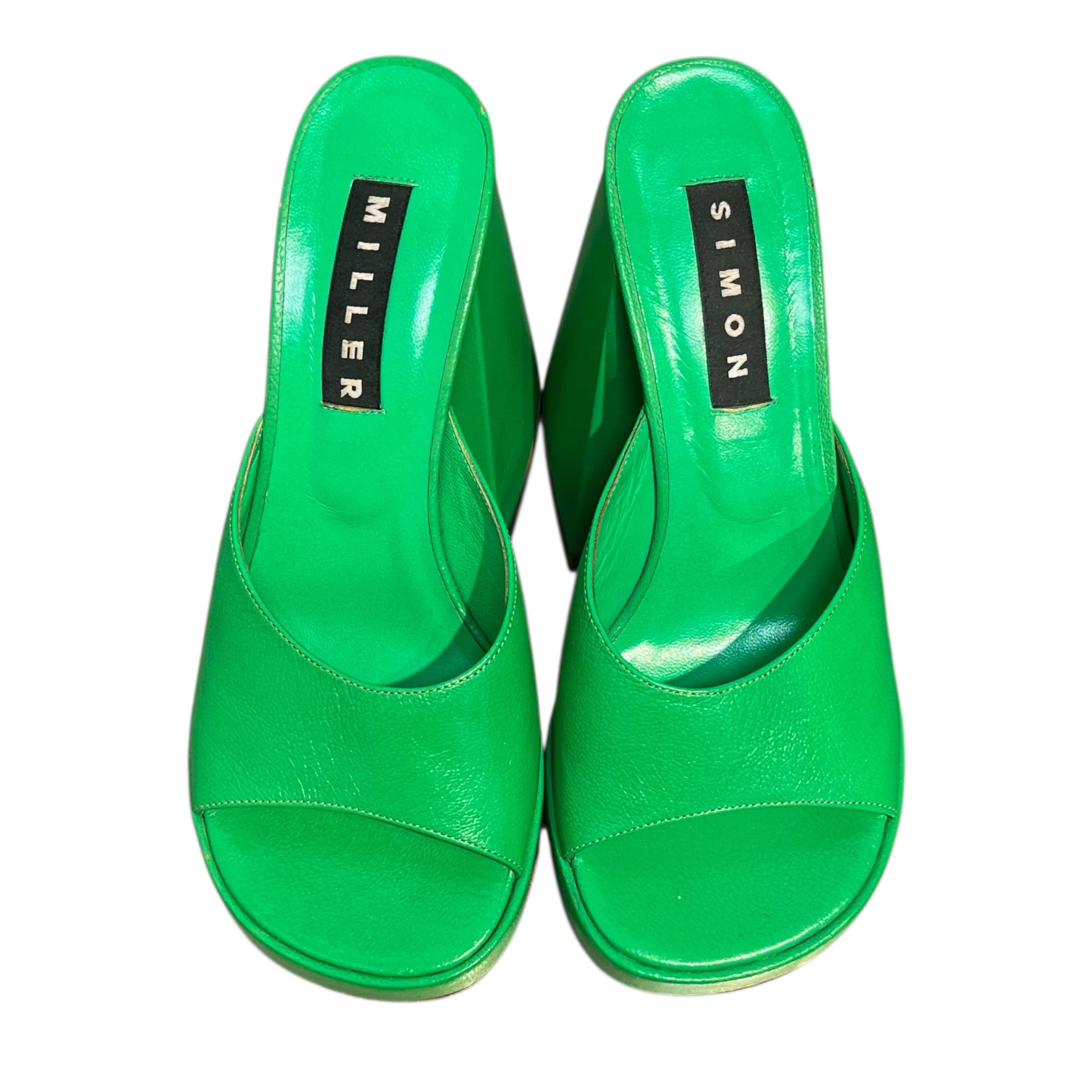 SIMON MILLER/Heels/EU 36/Leather/GRN/CHUNKY HEEL GRN LEATHER view 5