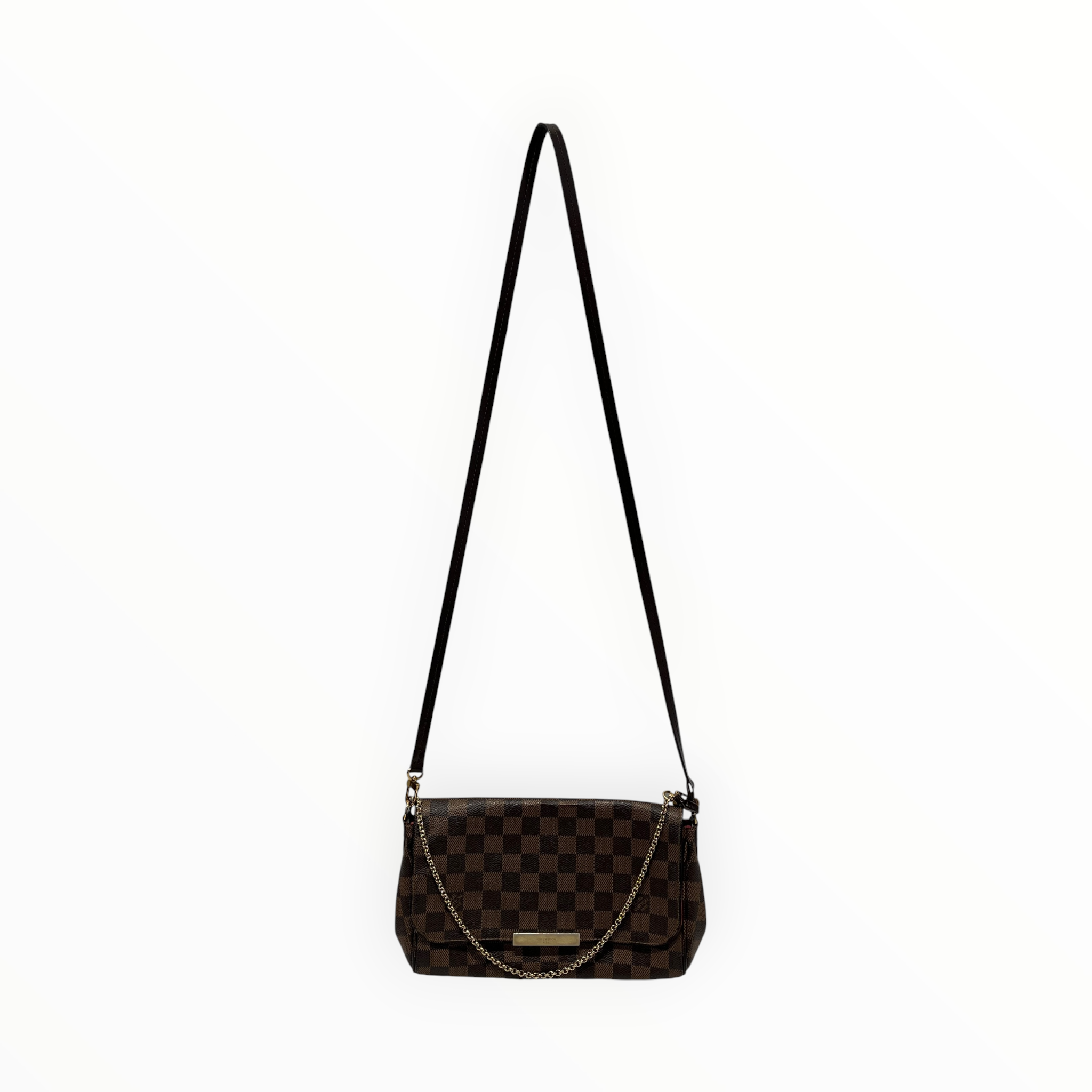 LOUIS VUITTON/Cross Body Bag/All Over Print/Leather/BRW/DAMIER EBENE FAVORITE MM view 1