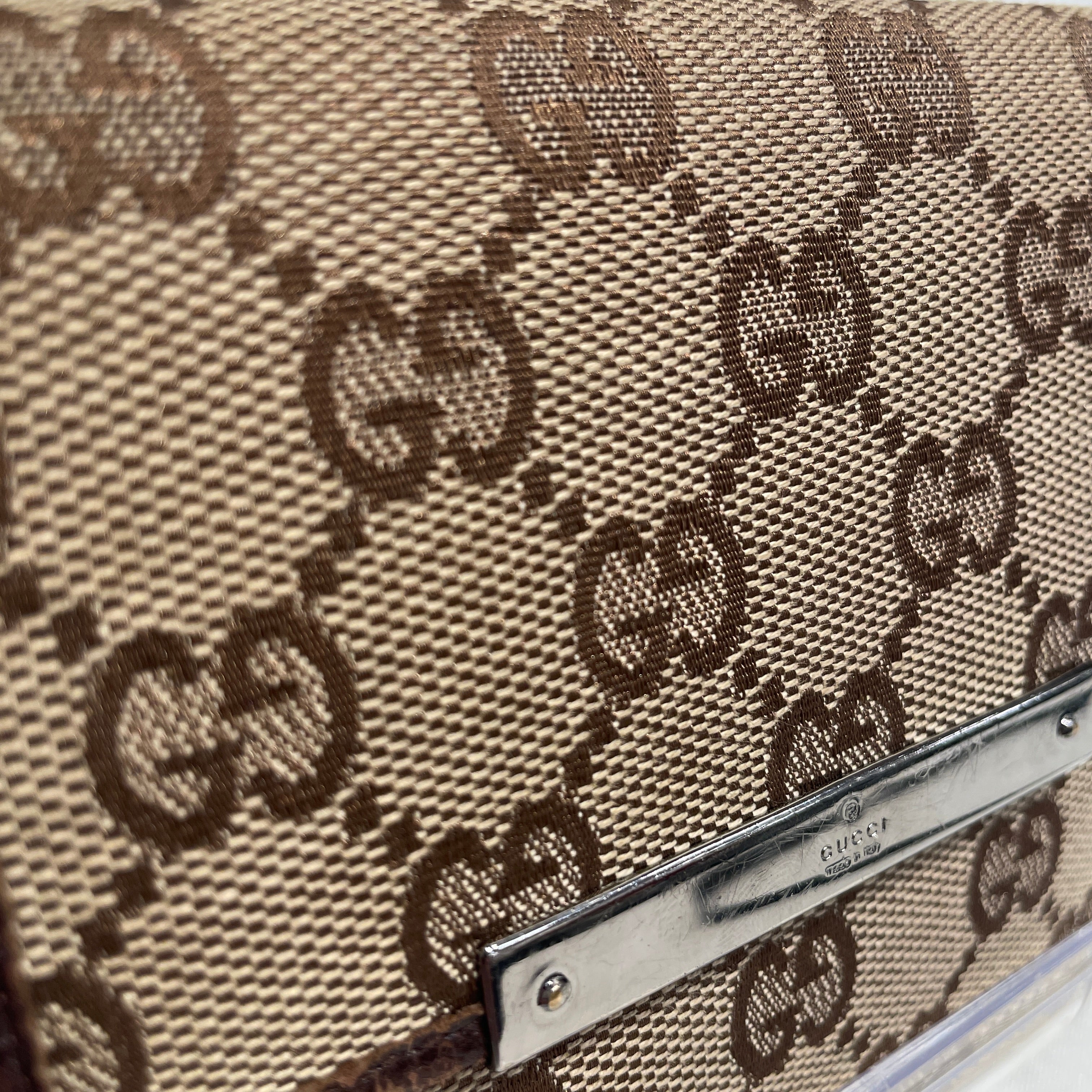 GUCCI/Bifold Wallet/Monogram/Cotton/BEG/SILVER HRDWR BROWN CONTRAST view 6