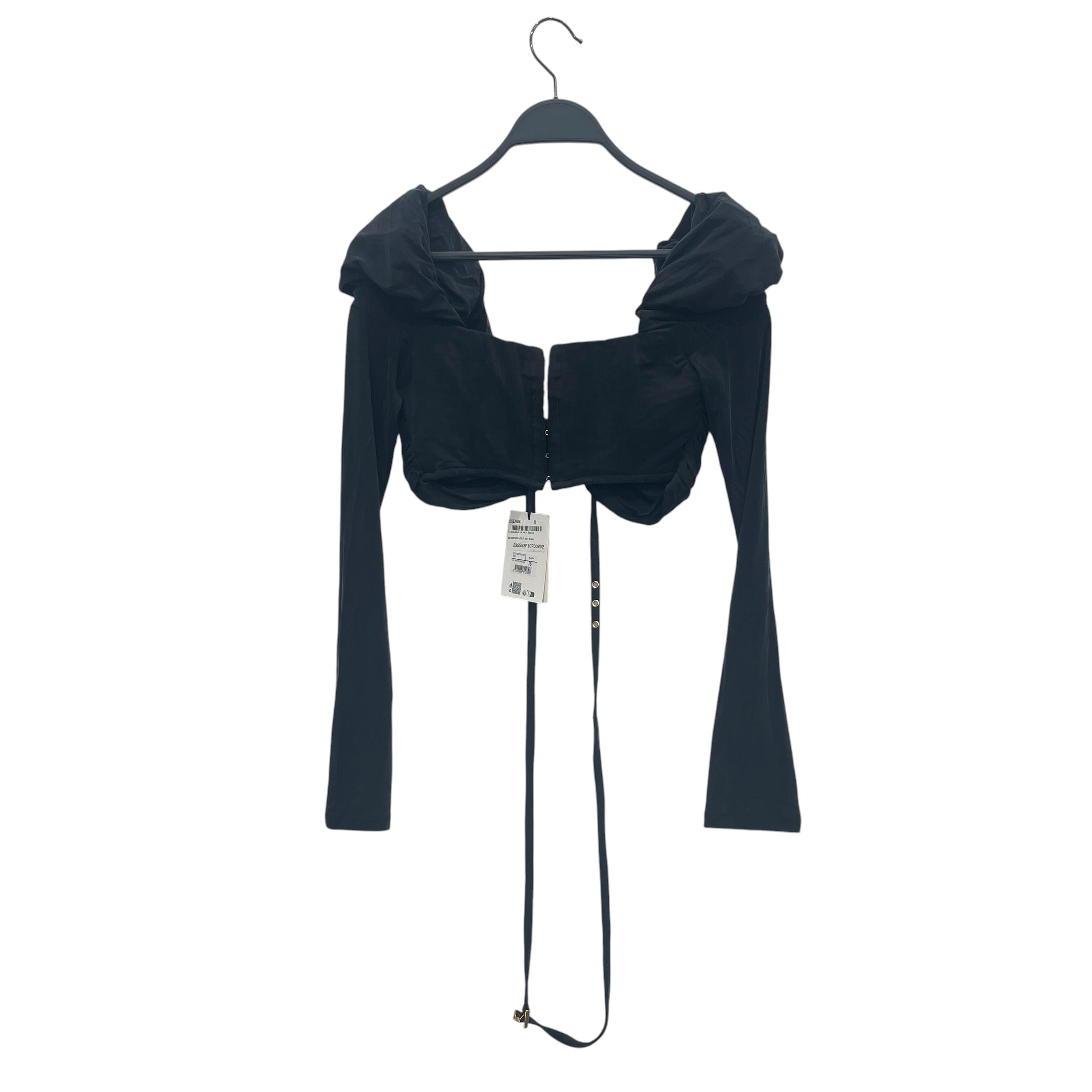 JACQUEMUS/LS T-Shirt/S/Cotton/BLK/CROPPED PUFFSLEEVE/HOOK BACK view 2