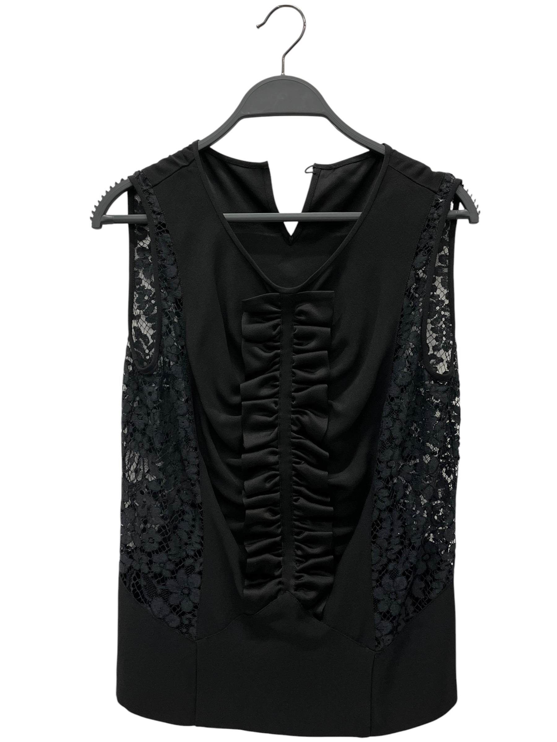 RED VALENTINO/SL Blouse/2/Acrylic/BLK/RUFFLE FRONT LACE SIDES view 1