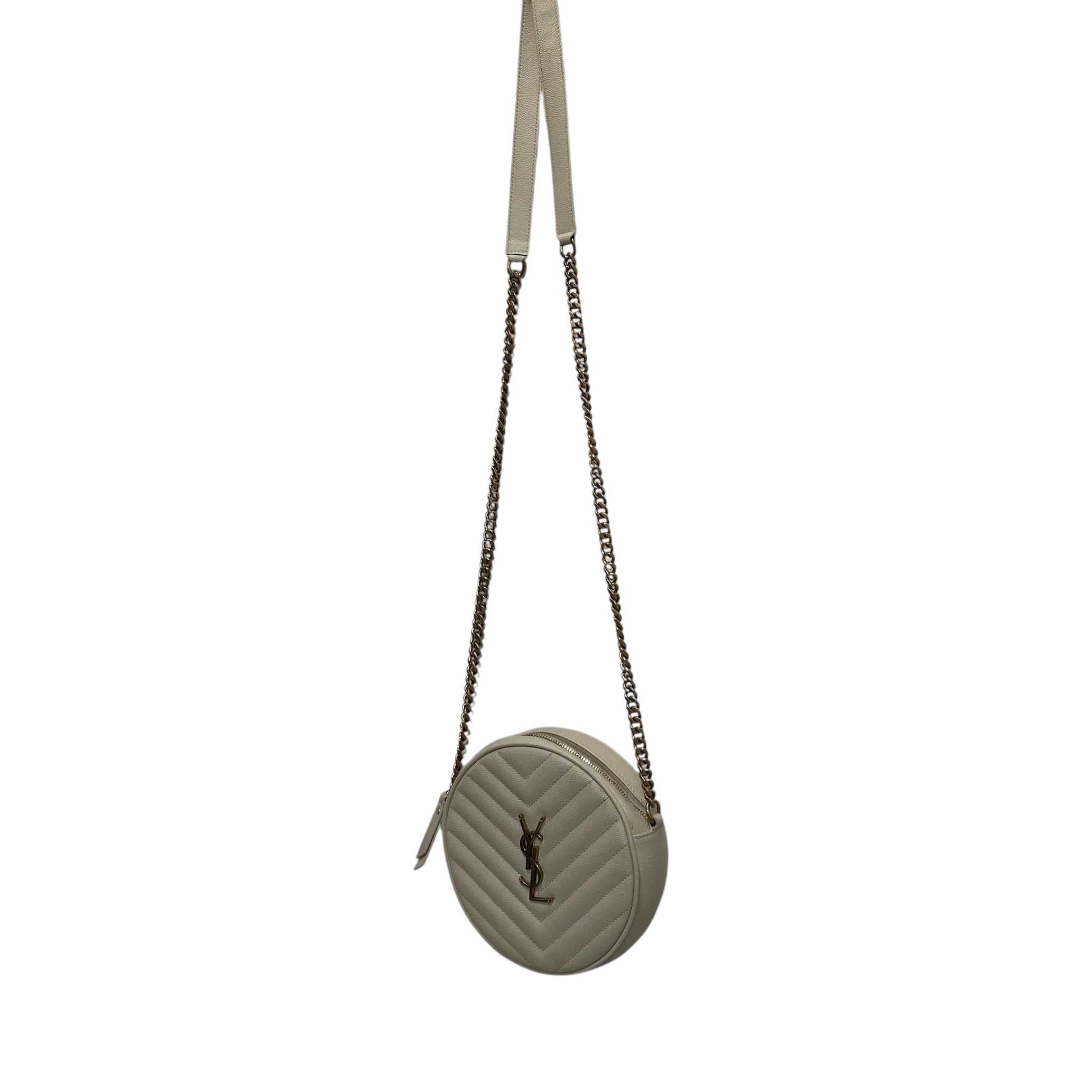 SAINT LAURENT/Cross Body Bag/Leather/CRM/round camera bag view 2