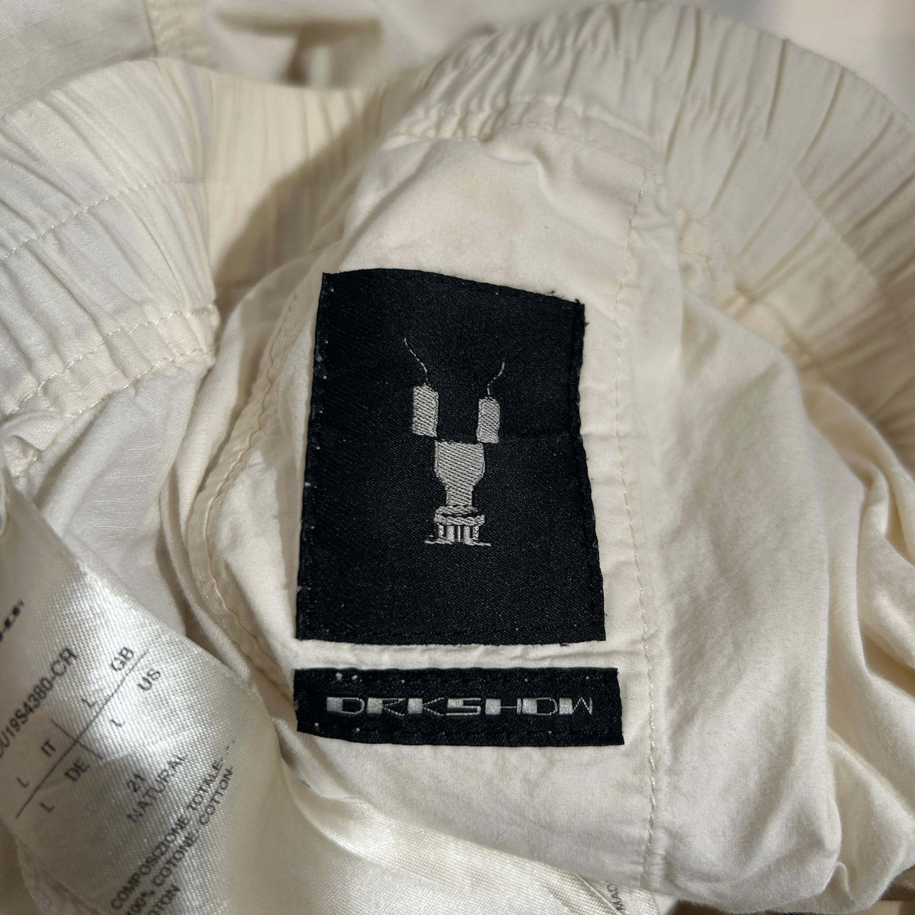 RICK OWENS DRKSHDW/Shorts/L/Cotton/CRM/drop crotch view 3