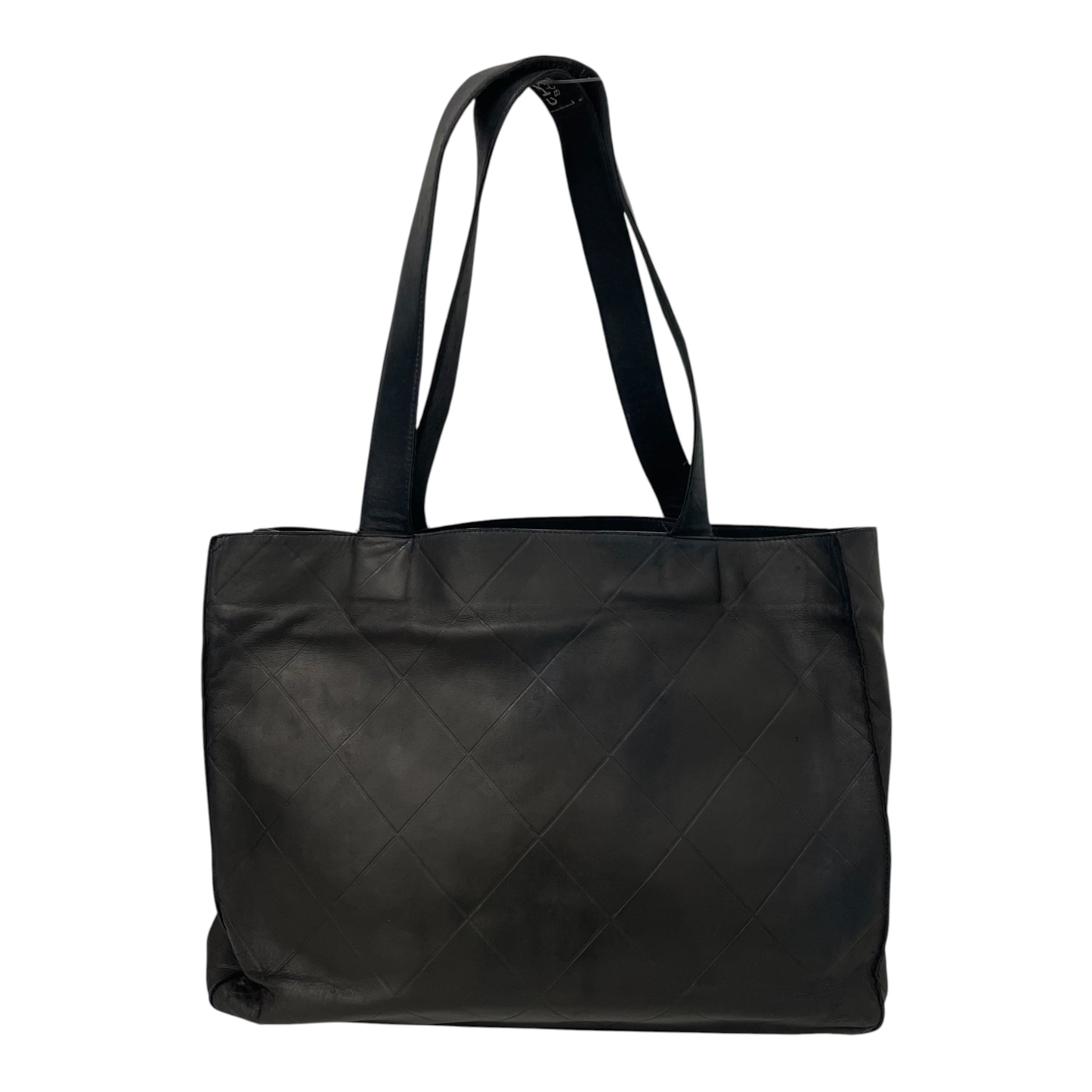 CHANEL/Tote Bag/Leather/BLK/PLAID LAMBSKIN view 1