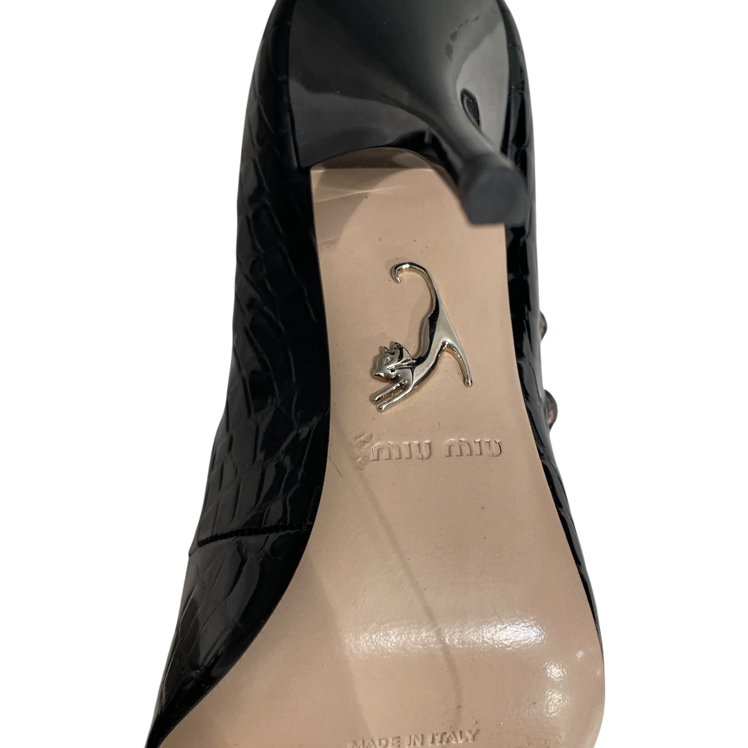 MIU MIU/Heels/EU 37/BLK/GATOR DOUBLE STRAP PUMPS view 6