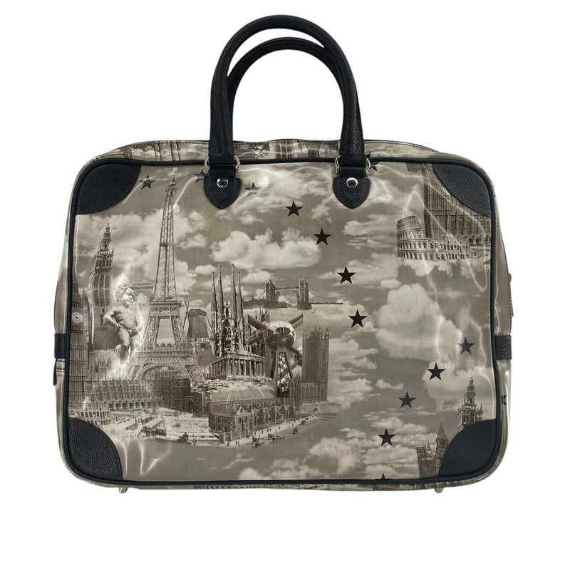 Jean Paul Gaultier/Bag/All Over Print/Leather/BLK/leather trim aop paris bag