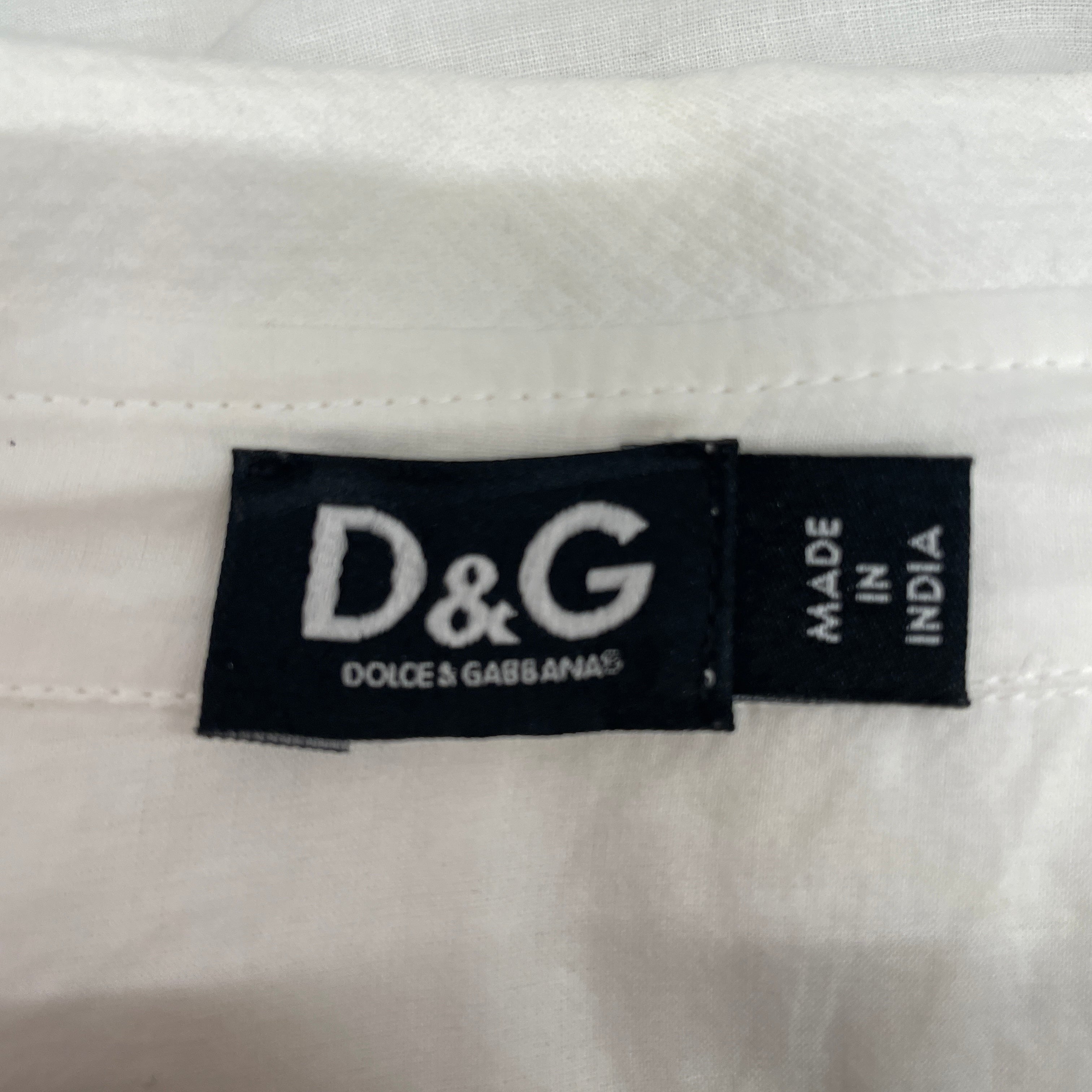 D&G/SS Blouse/42/Iridescent/Cotton/WHT/Puff Sleeve/rhinestone flowers/tie neck view 3