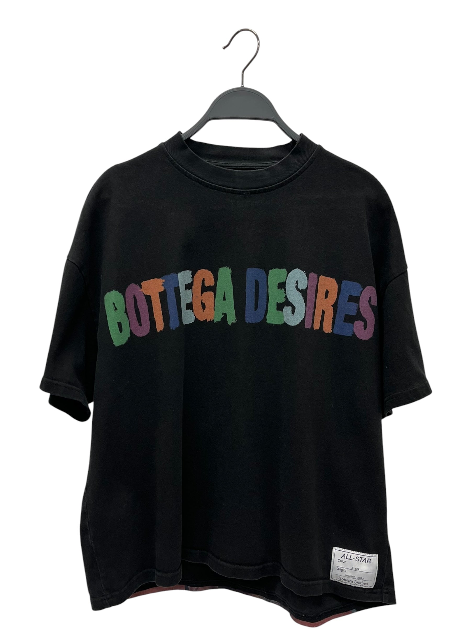 BOTTEGA DESIRES/T-Shirt/L/Cotton/BLK/Rainbow letters view 1