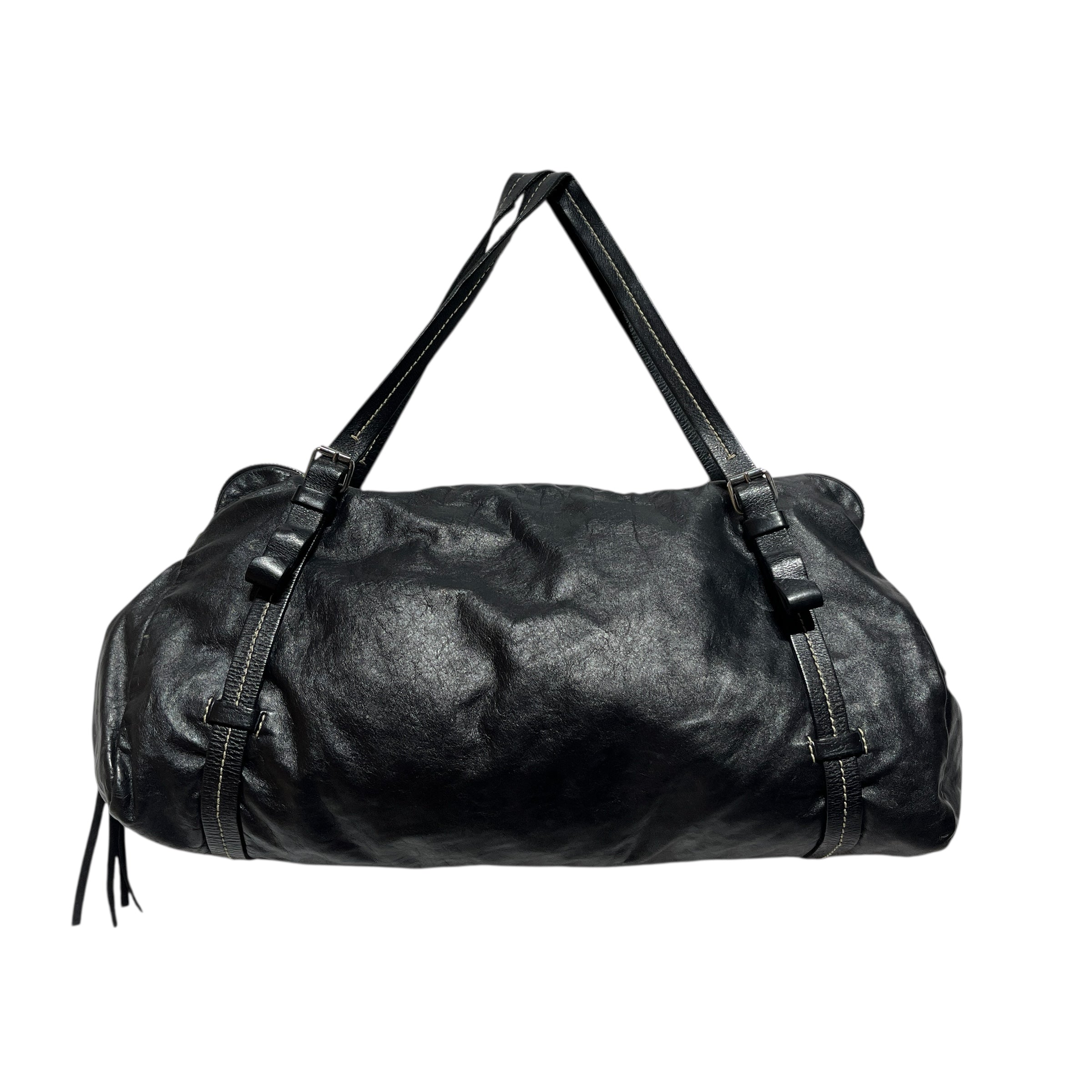 MIU MIU/Hand Bag/Leather/BLK/Contrast Stitch Leather Tote view 1