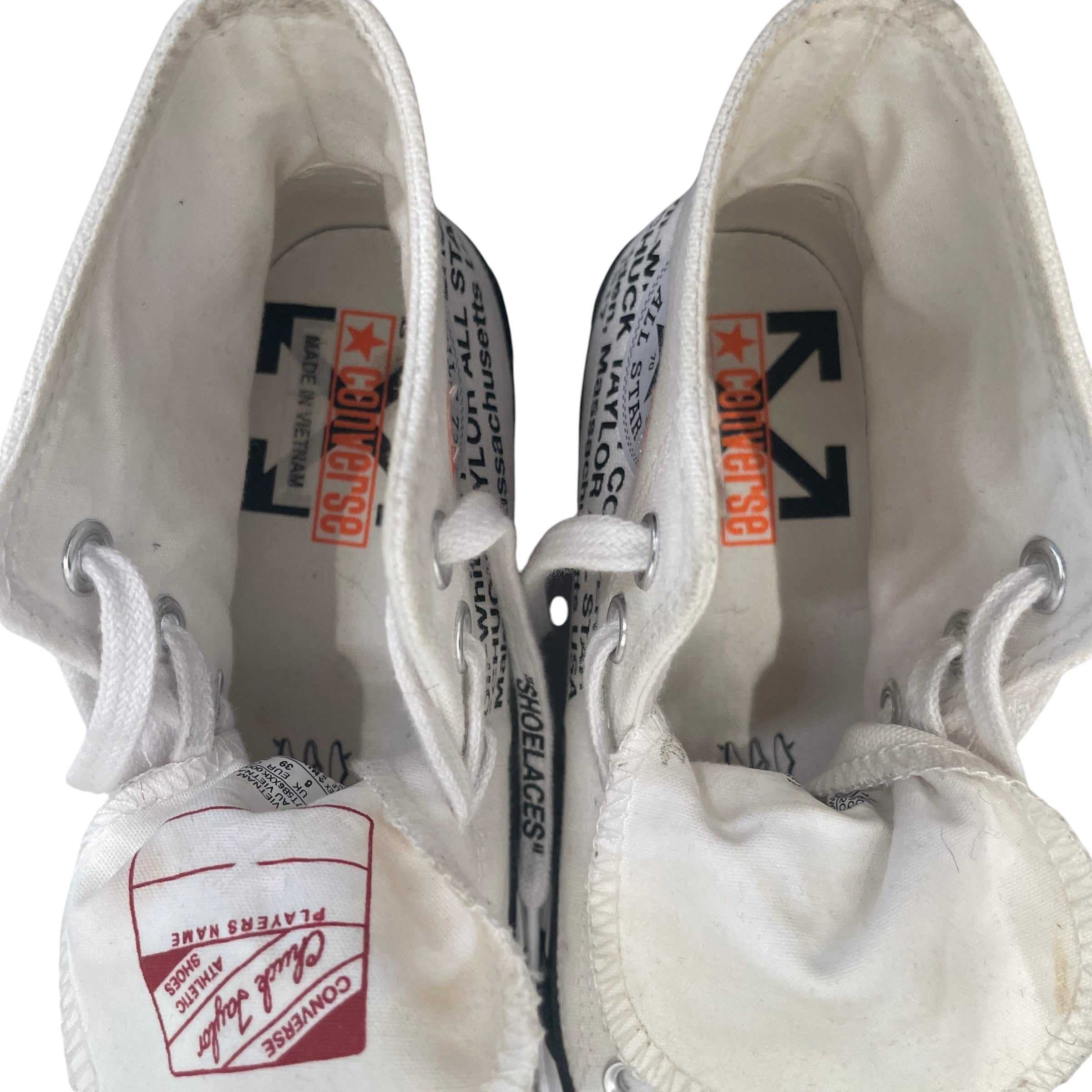 OFF-WHITE/CONVERSE/Hi-Sneakers/US 8/Stripe/Cotton/WHT/CHUCK 70/INDUSTRIAL TEXT view 3