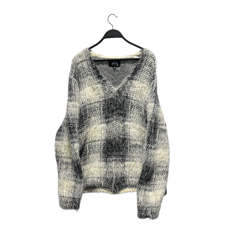 STUSSY/Cardigan/M/Plaid/WHT/Hairy Plaid Cardigan