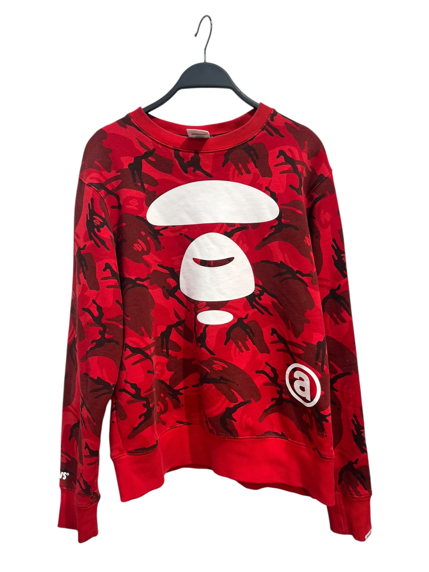 AAPE BY A BATHING APE/Sweatshirt/M/Camouflage/Cotton/RED/big white face graphic view 1