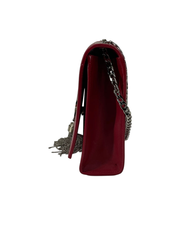 SAINT LAURENT/Cross Body Bag/Leather/RED/KATE SILVER TASSEL 2018