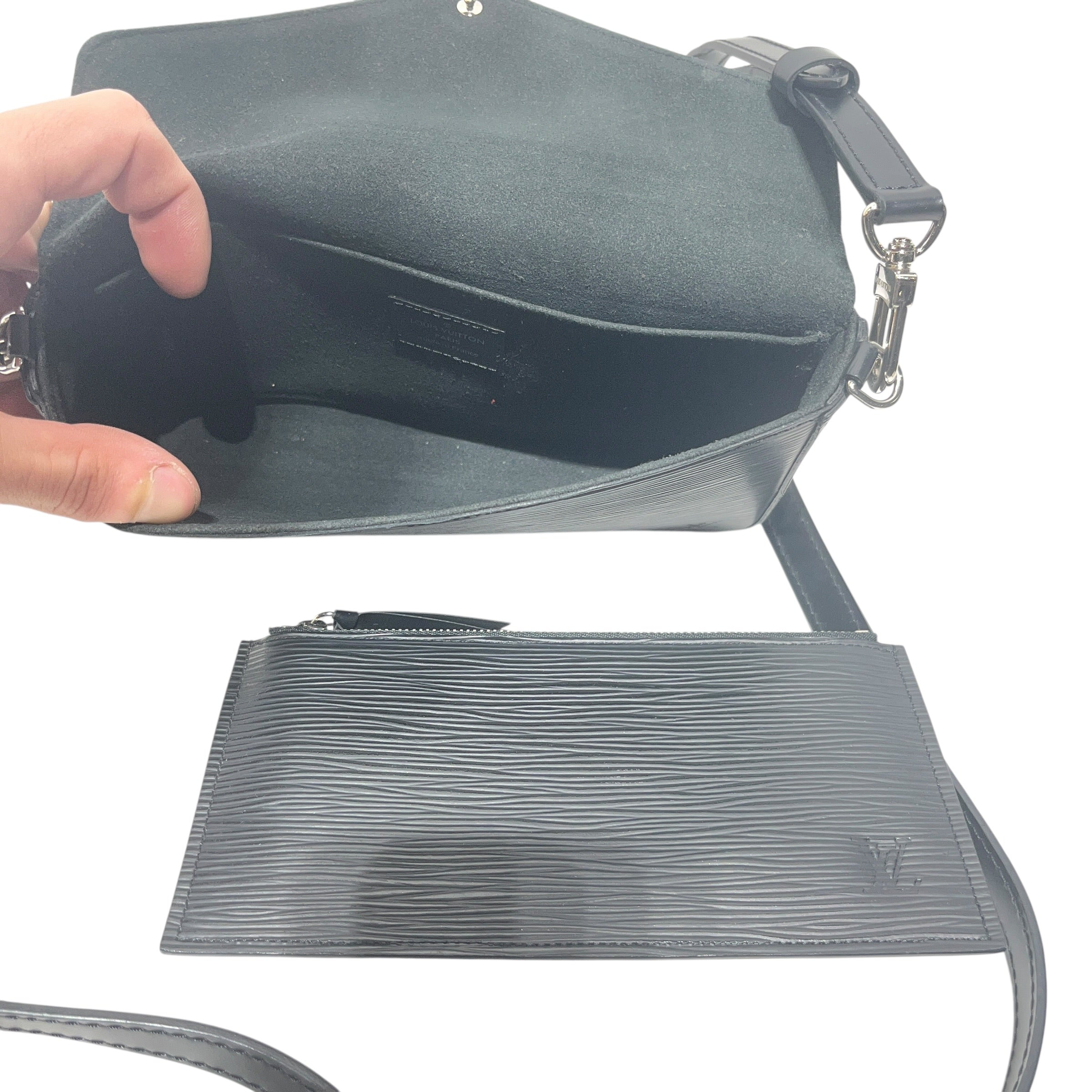 LOUIS VUITTON/Cross Body Bag/Leather/BLK/EPI POCHETTE FELICIE W/ POUCH view 5