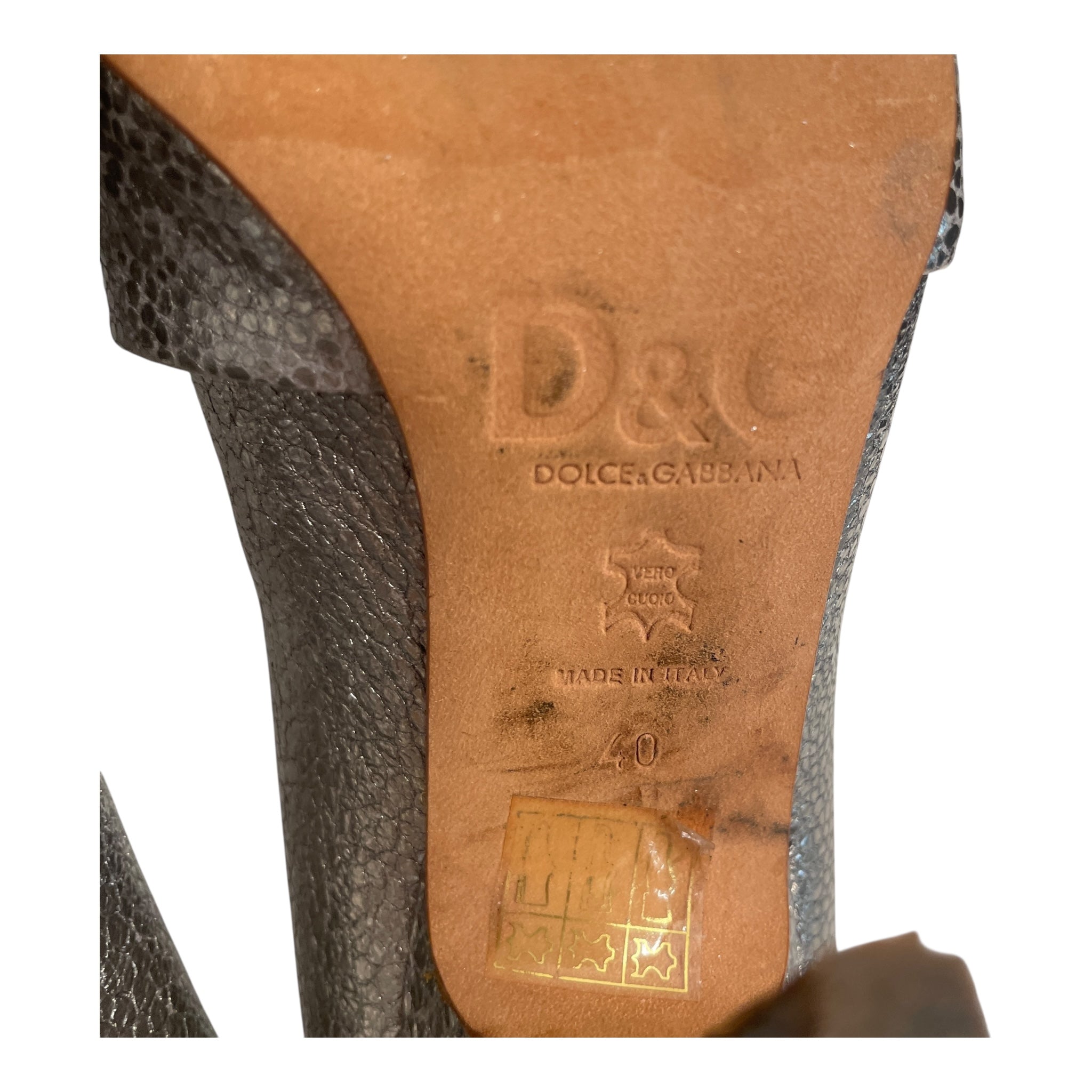 DOLCE&GABBANA/Heels/EU 40/Leather/SLV/SILVER LEEATHER HEELS view 5