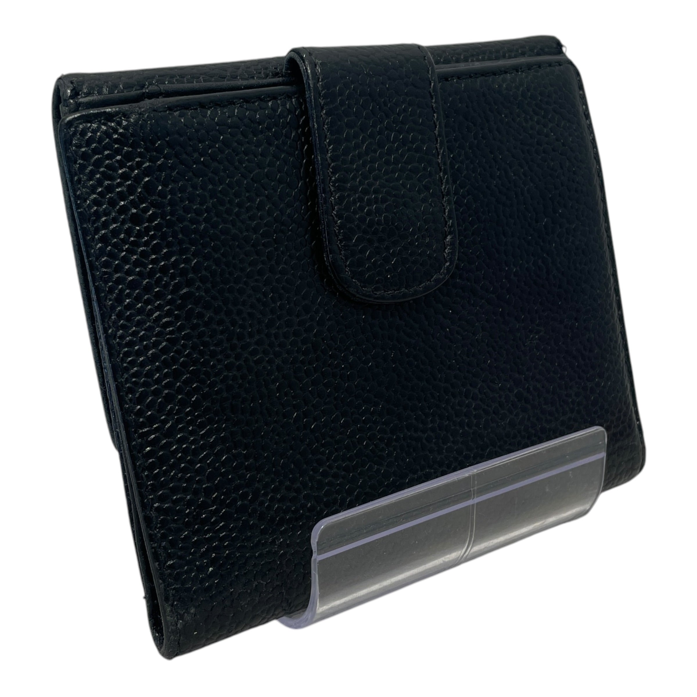 CHANEL/Trifold Wallet/Leather/BLK/L's/Cavier Double C Wallet view 2