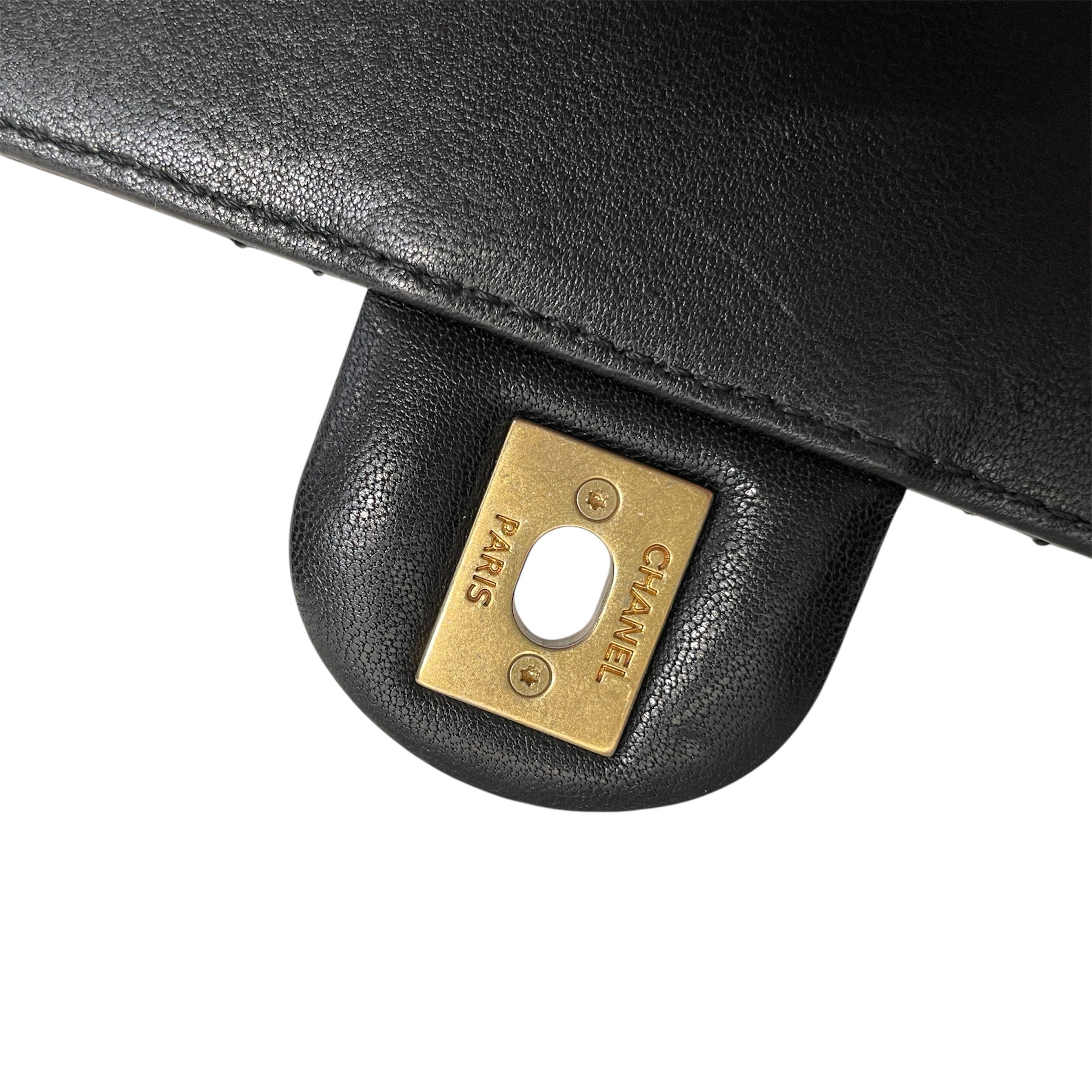 CHANEL/Cross Body Bag/Leather/BLK/27773941 PEARL FLAP SMALL view 7