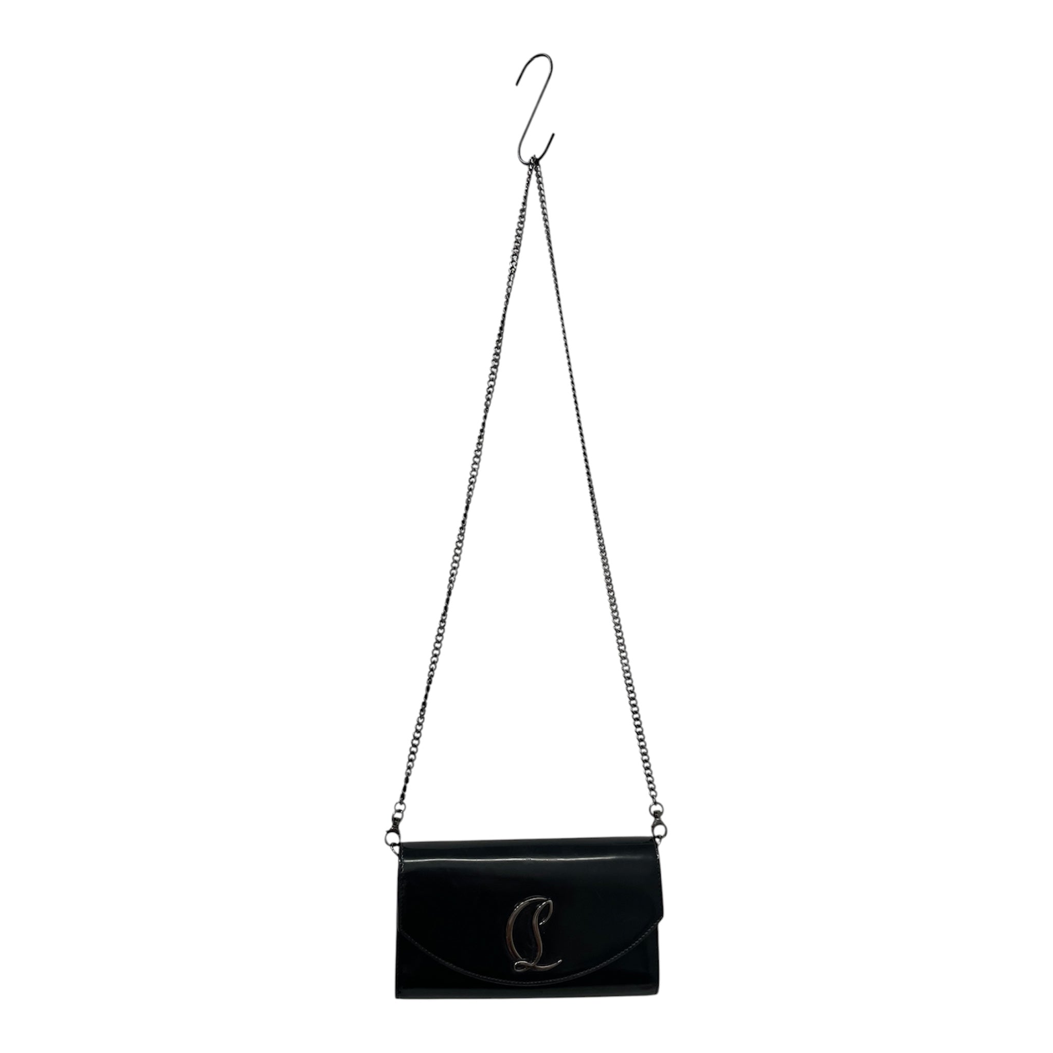 Christian Louboutin/Cross Body Bag/Leather/BLK/CHAIN STRAP/RED LINED view 2