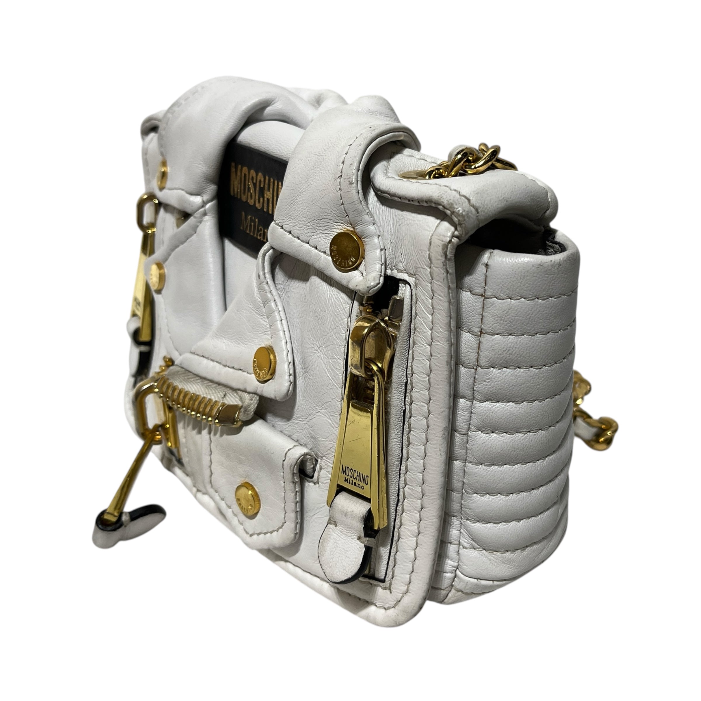 MOSCHINO/Cross Body Bag/Leather/SLV/moto jkt bag view 2