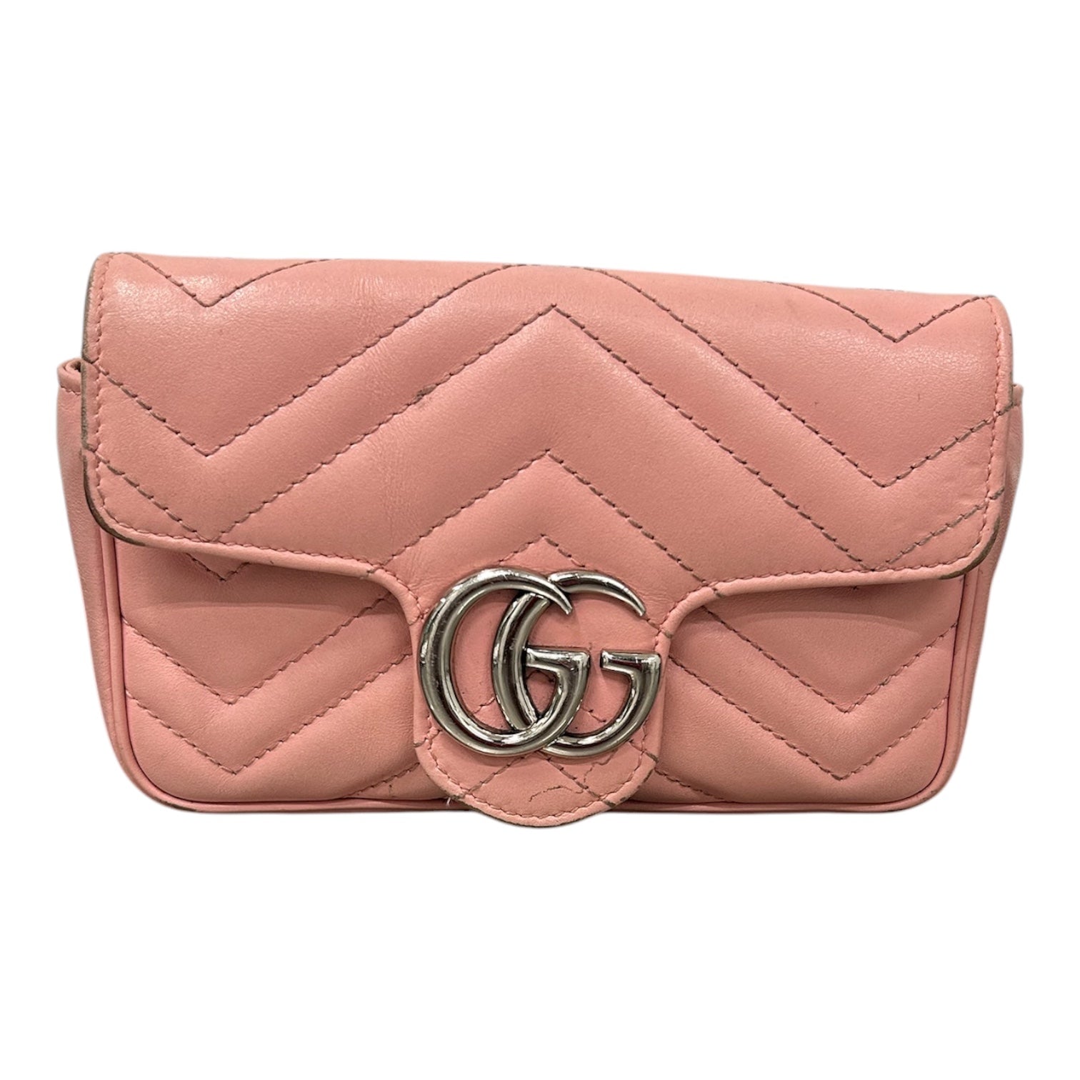 GUCCI/Cross Body Bag/Leather/PNK/Mini Quilted Double GG view 1