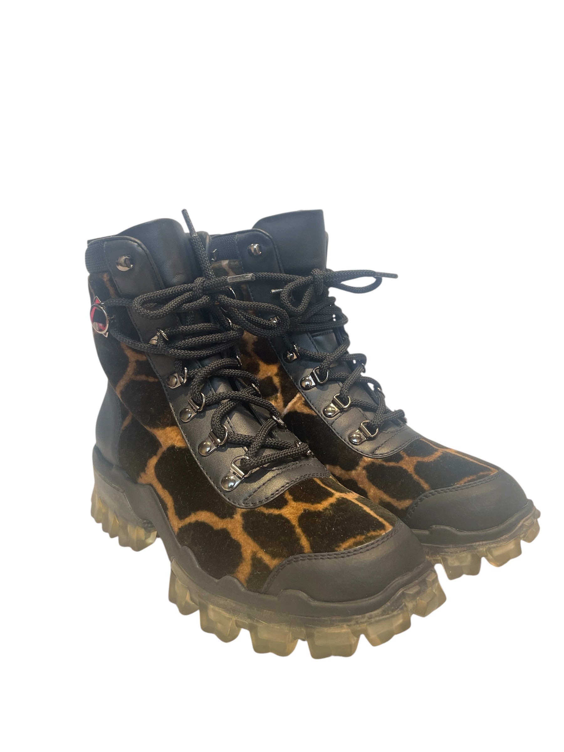 MONCLER/Trekking Boots/EU 37/Animal Pattern/Velour/BRW/clear sole/giffrafe view 1