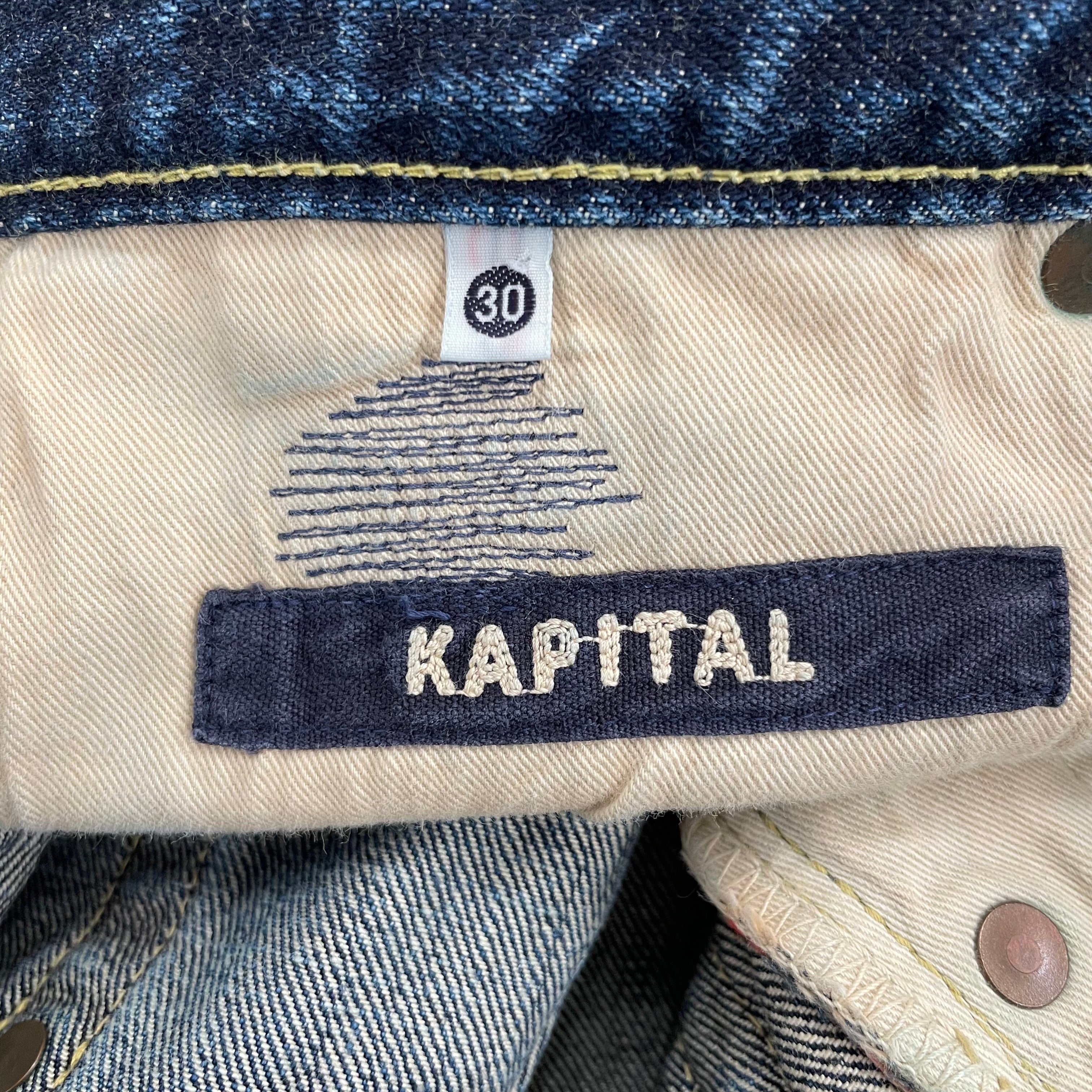 KAPITAL/Straight Pants/30/Denim/IDG/BOROSTITCHINGGRNRDBLU view 3