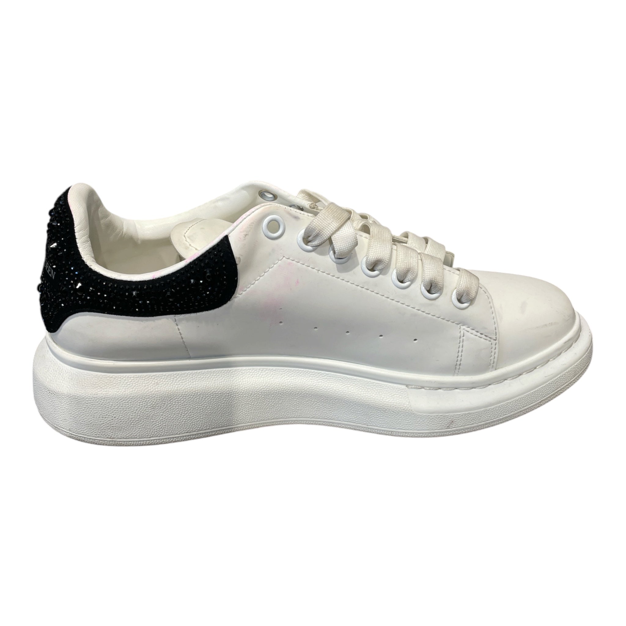Alexander McQueen/Low-Sneakers/EU 46/Leather/WHT/RHINESTONE ACK BLK view 3