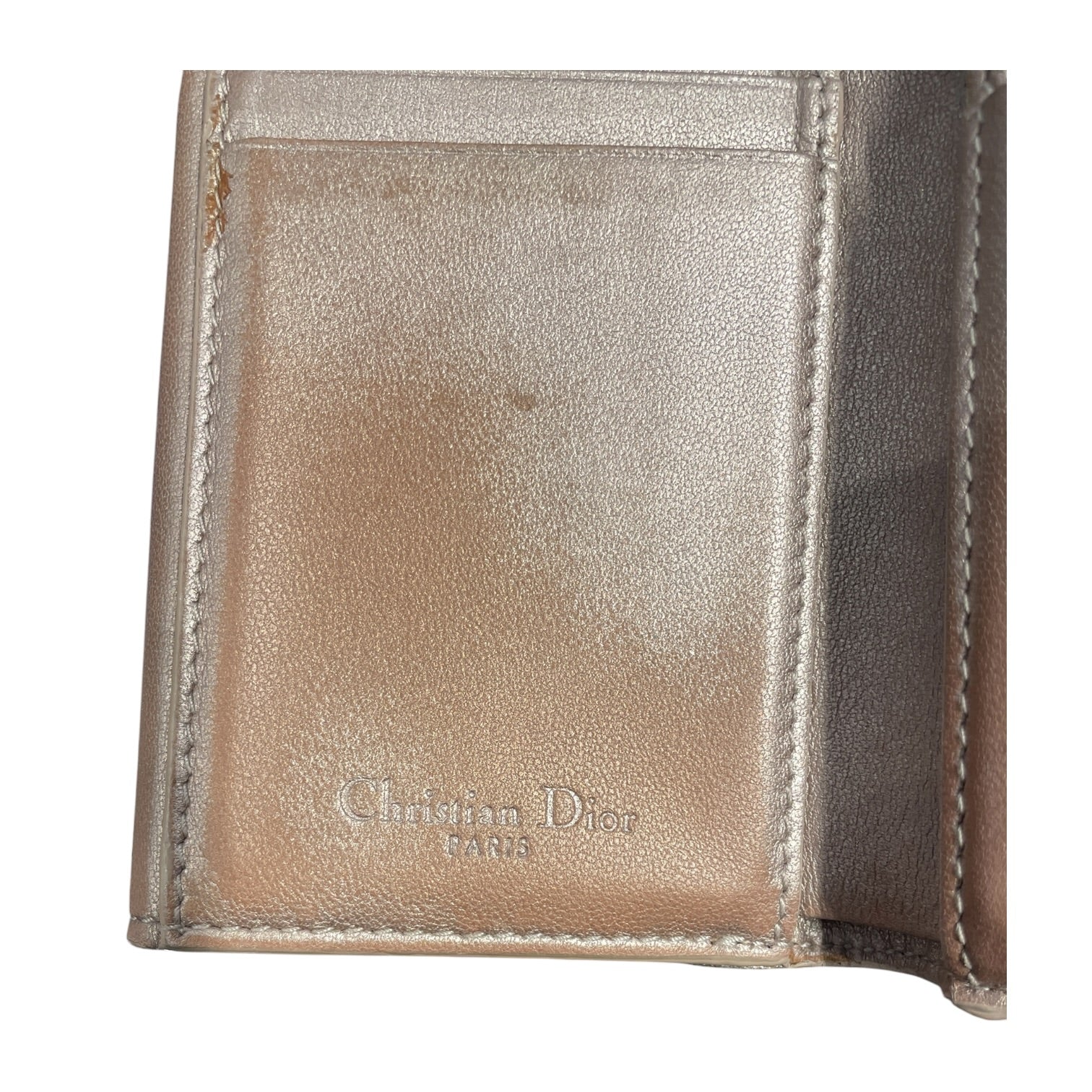 Christian Dior/Bifold Wallet/FREE/Leather/BEG/ view 3