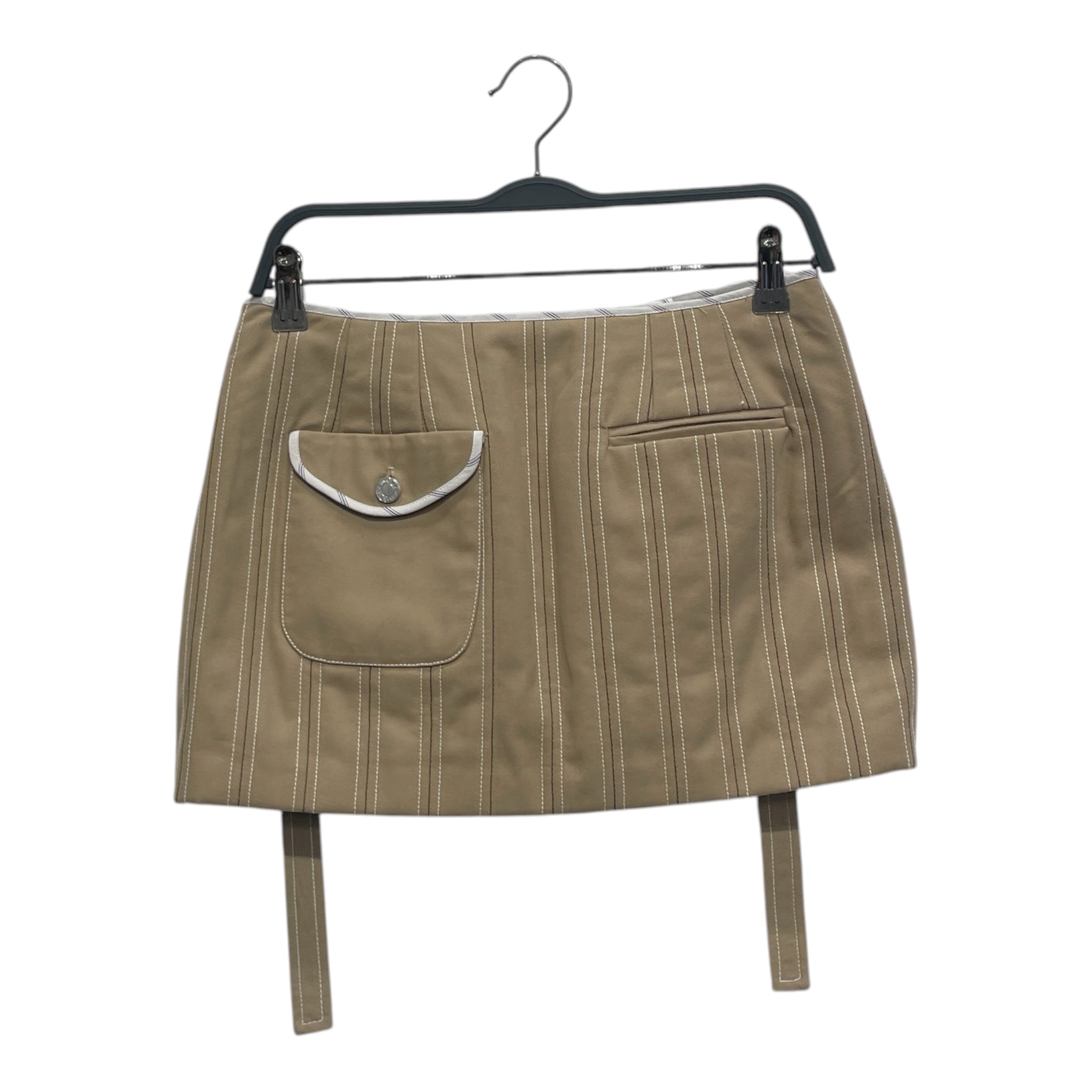 JANE/WADE/Skirt/2/Stripe/Cotton/KHK/Mini Length/silver buckle + snap details view 2