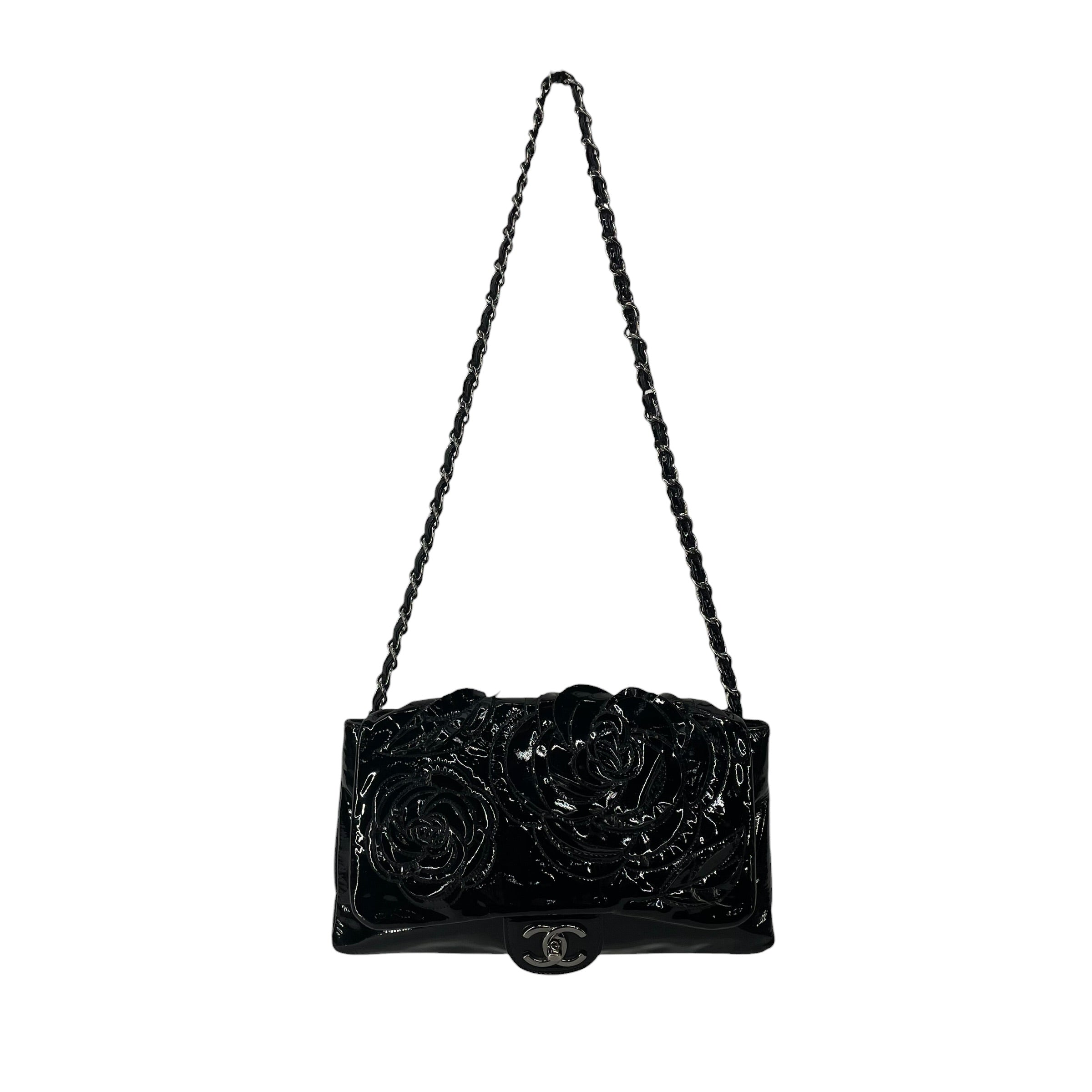 CHANEL/Cross Body Bag/Leather/BLK/14267120 CAMELIA PATENT FLORAL view 7