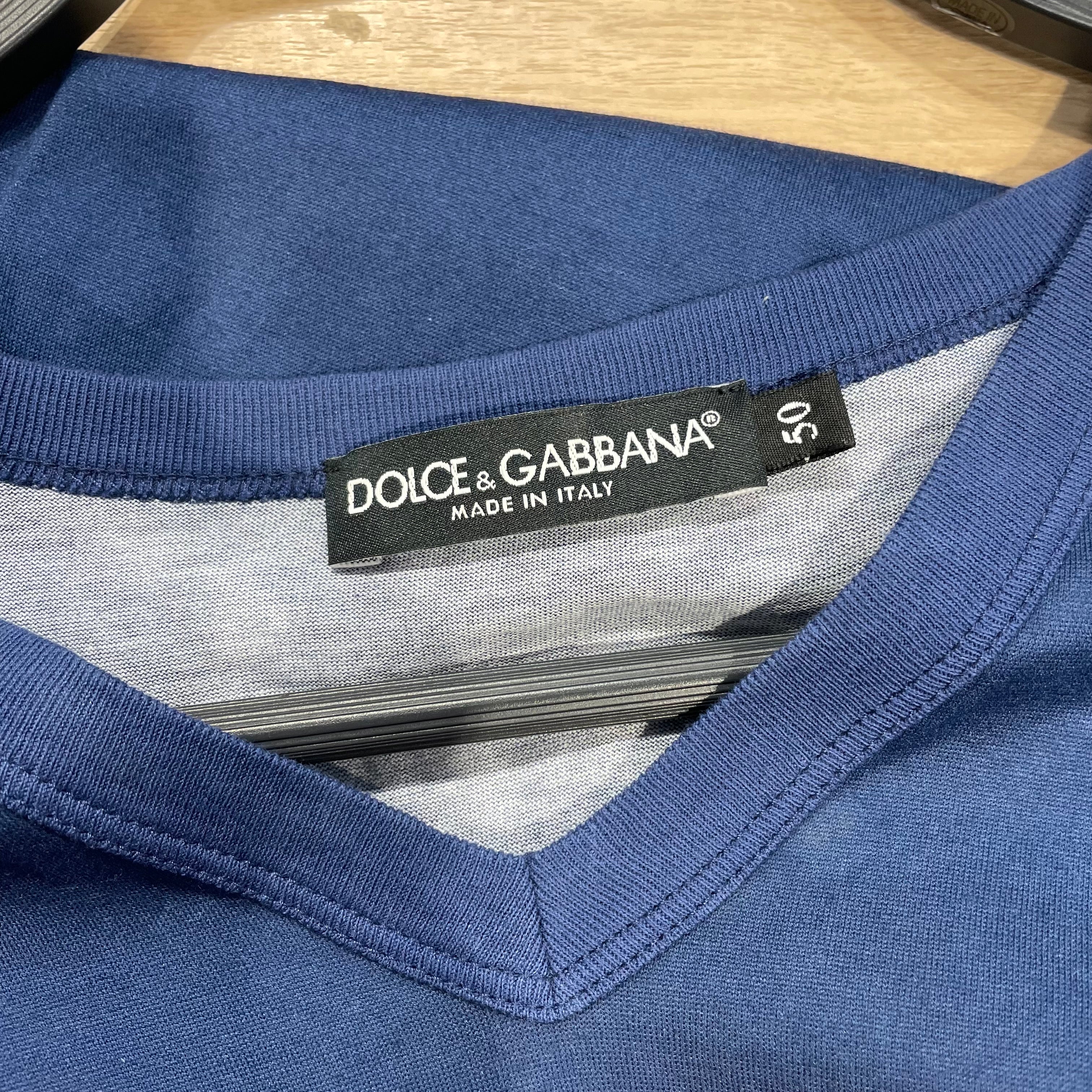 DOLCE&GABBANA/T-Shirt/50/Cotton/BLU/Floral Pattern/BIRDS V NECK view 3