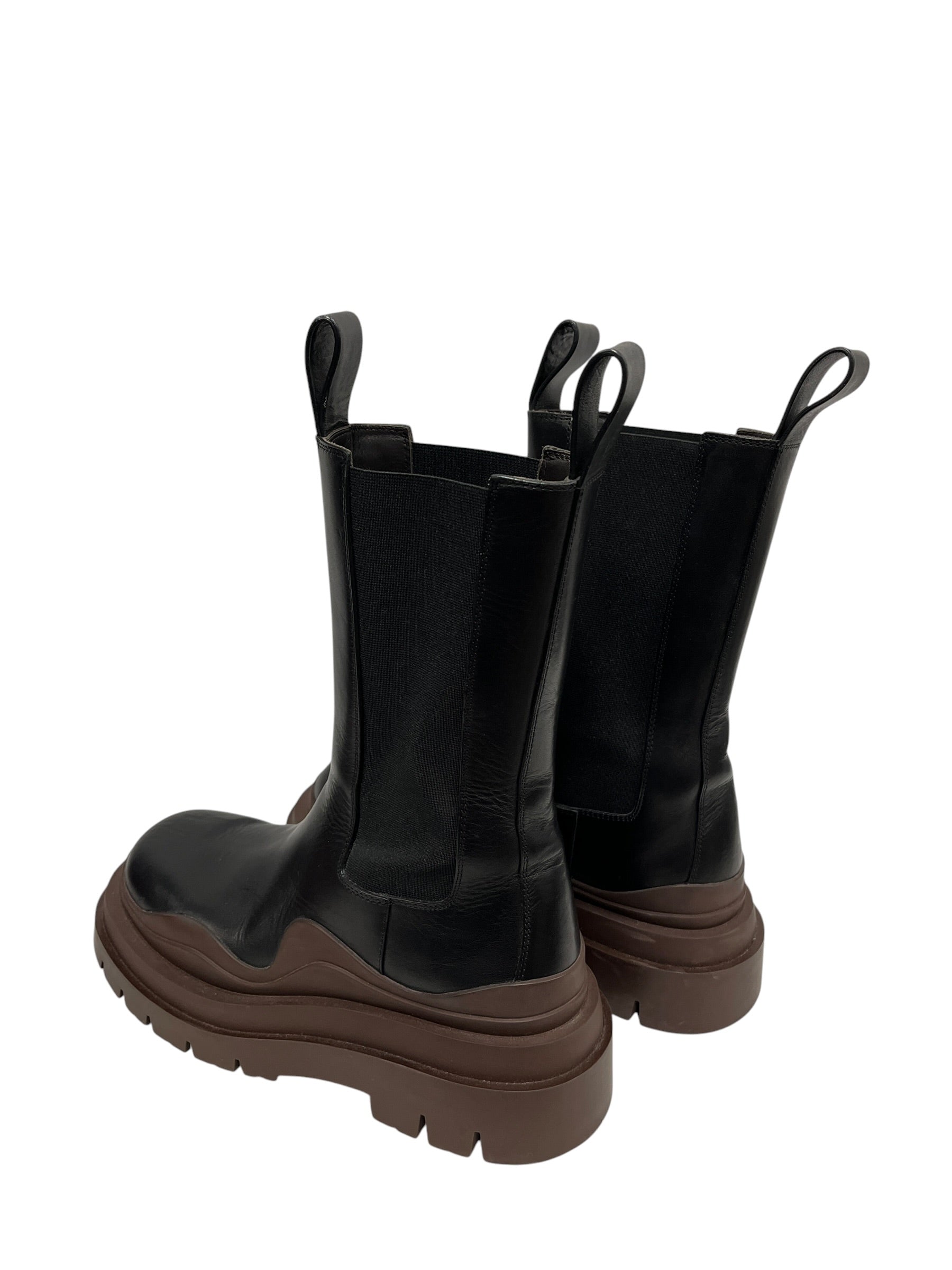 BOTTEGA VENETA/Chelsea Boots/EU 37.5/Leather/BLK/TIRE BROWN SOLE CALF-HI view 2