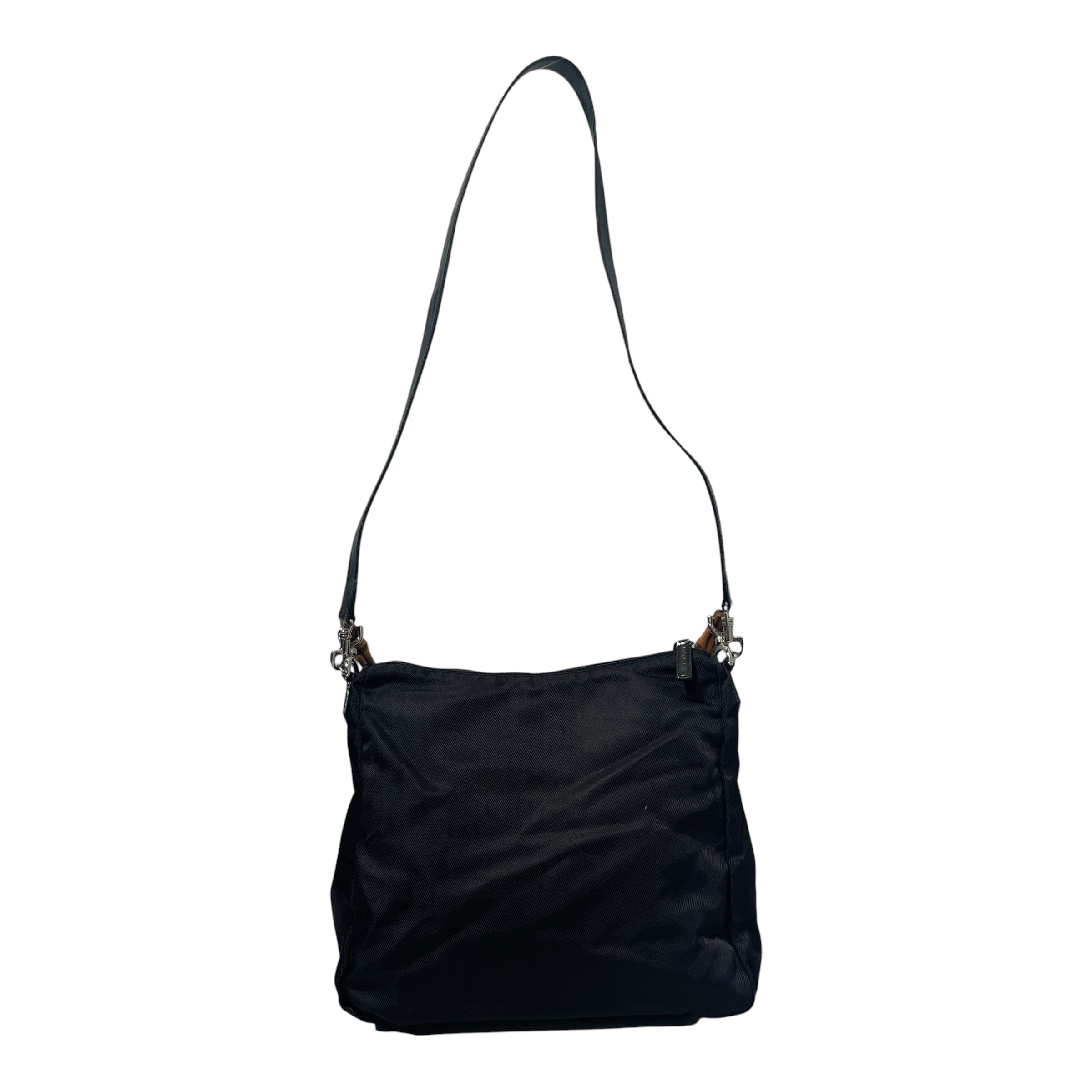 GUCCI/Hand Bag/Nylon/BLK/Vintage Bamboo Hobo Bag view 1