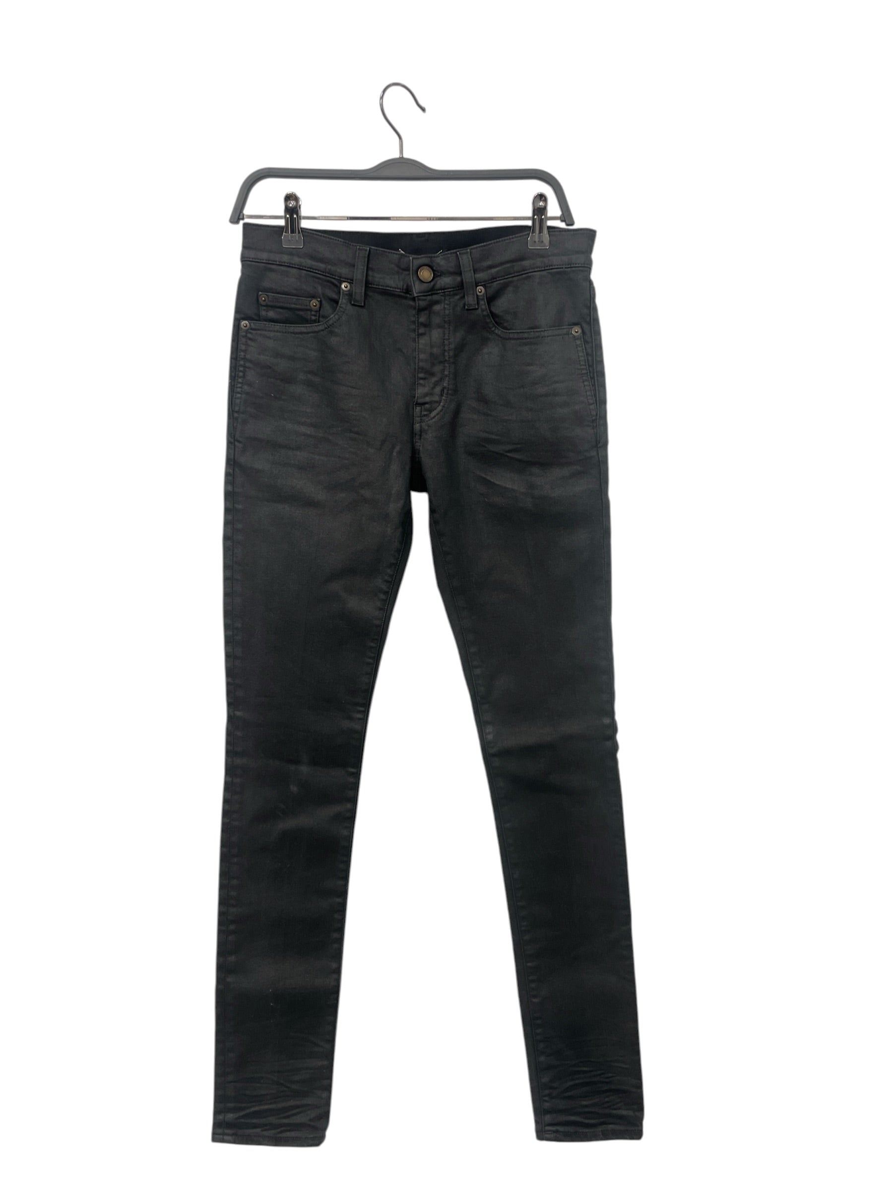 SAINT LAURENT/Skinny Pants/30/Cotton/BLK/waxed jeans 2021 view 1