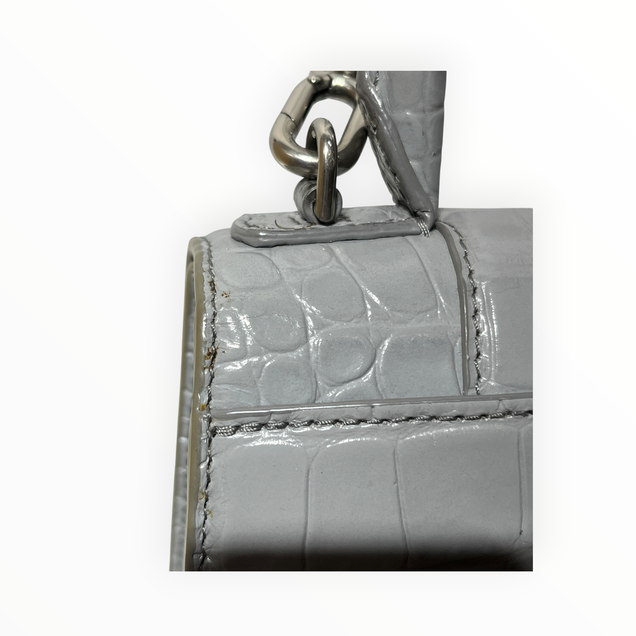BALENCIAGA/Cross Body Bag/Animal Pattern/Leather/GRY/HOURGLASS MINI CROC view 10