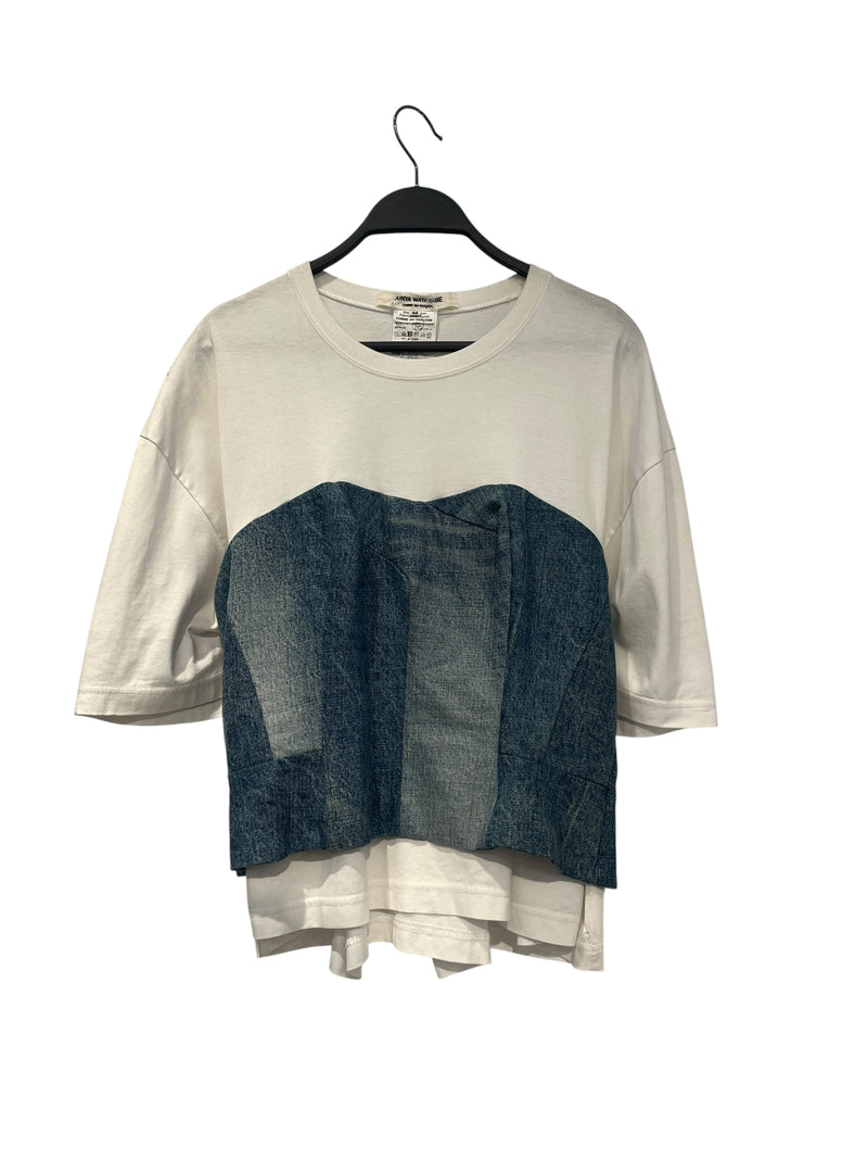 JUNYA WATANABE COMME des GARCONS/SS Cut & Sew/M/Cotton/WHT/denim corset sewn on