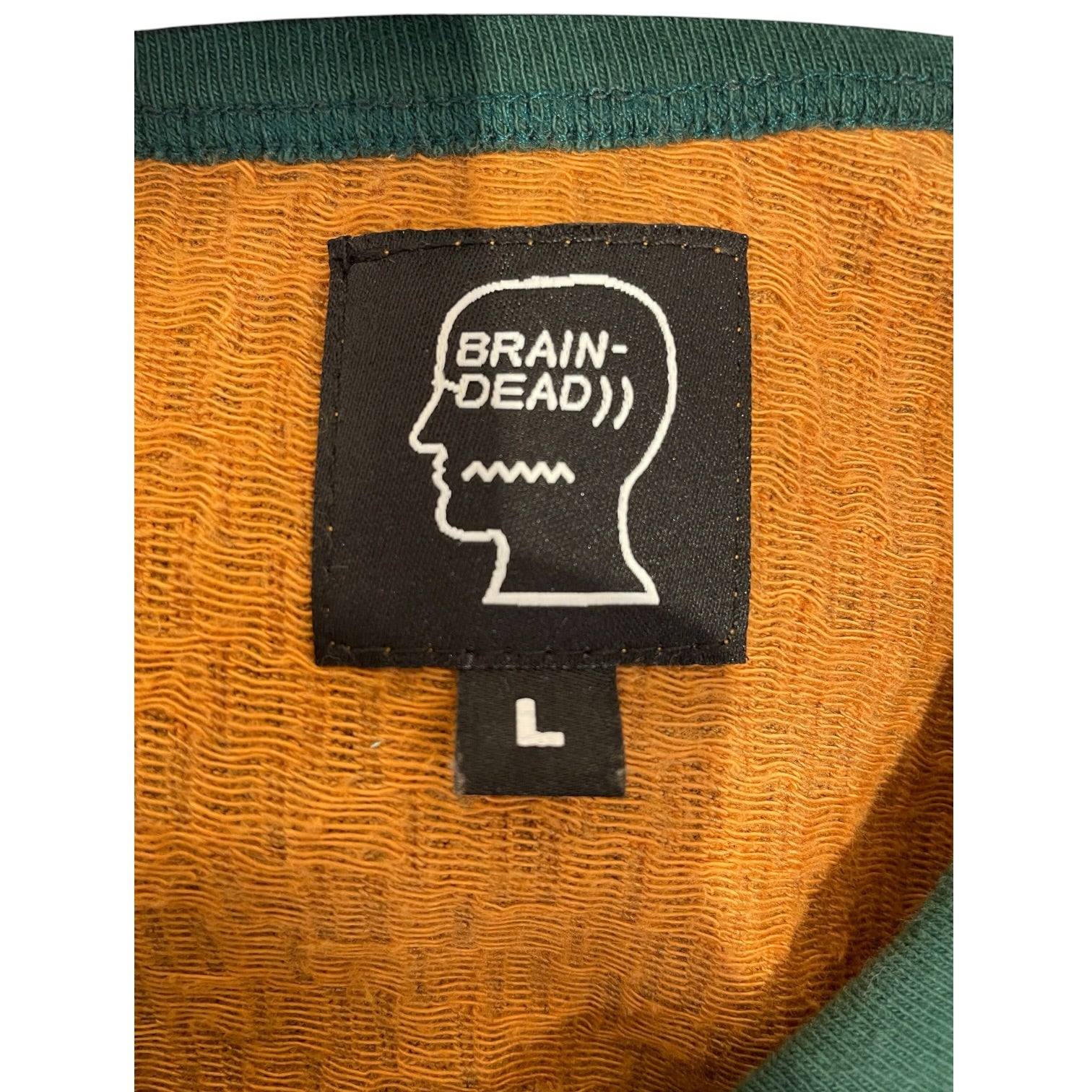 Brain Dead/T-Shirt/L/ORN/Green neck rib view 3