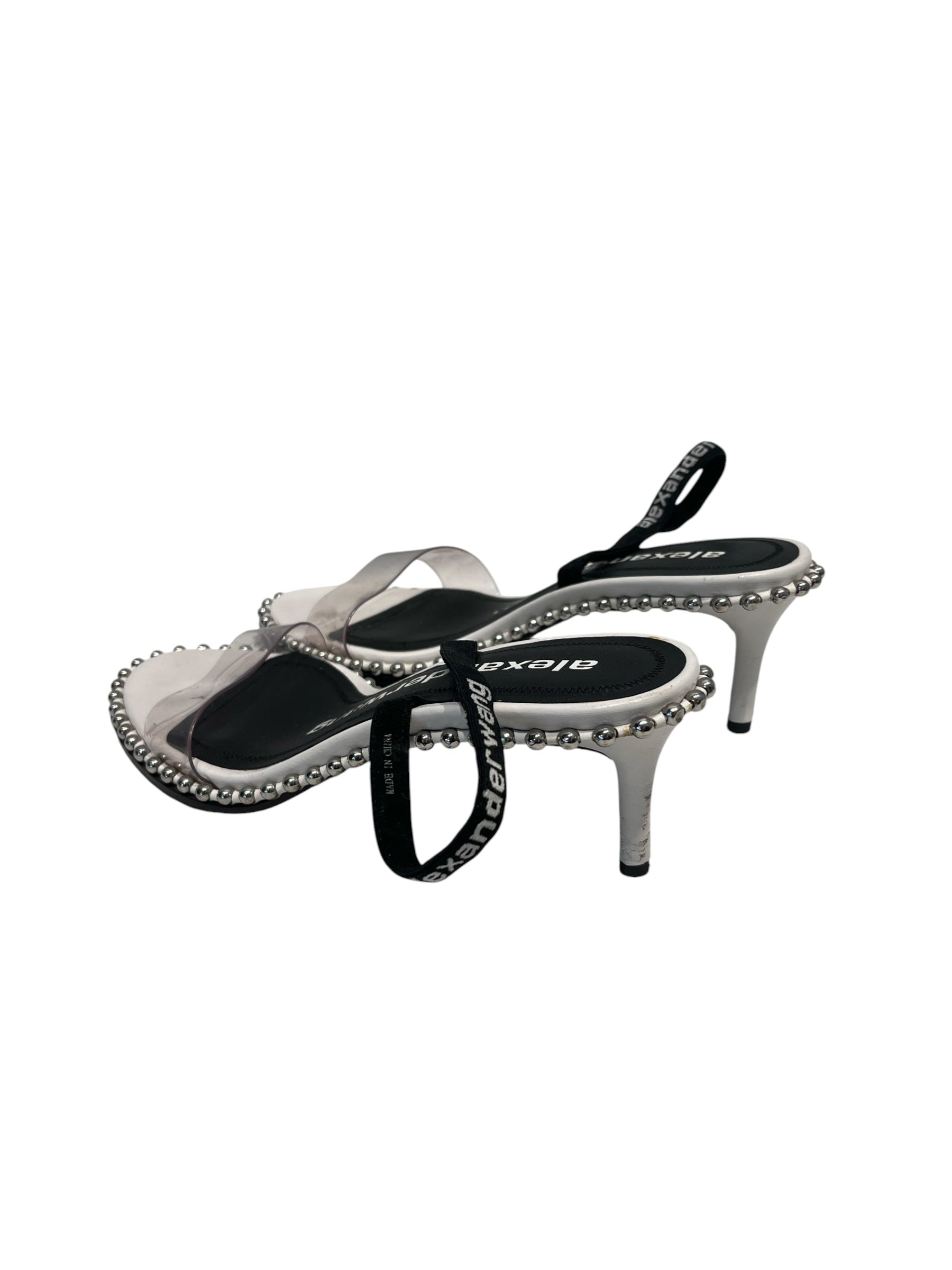 Alexander Wang/Heels/EU 37/Leather/WHT/Slip-on/SILVER ALL AROUND STUD/CLEAR S view 2