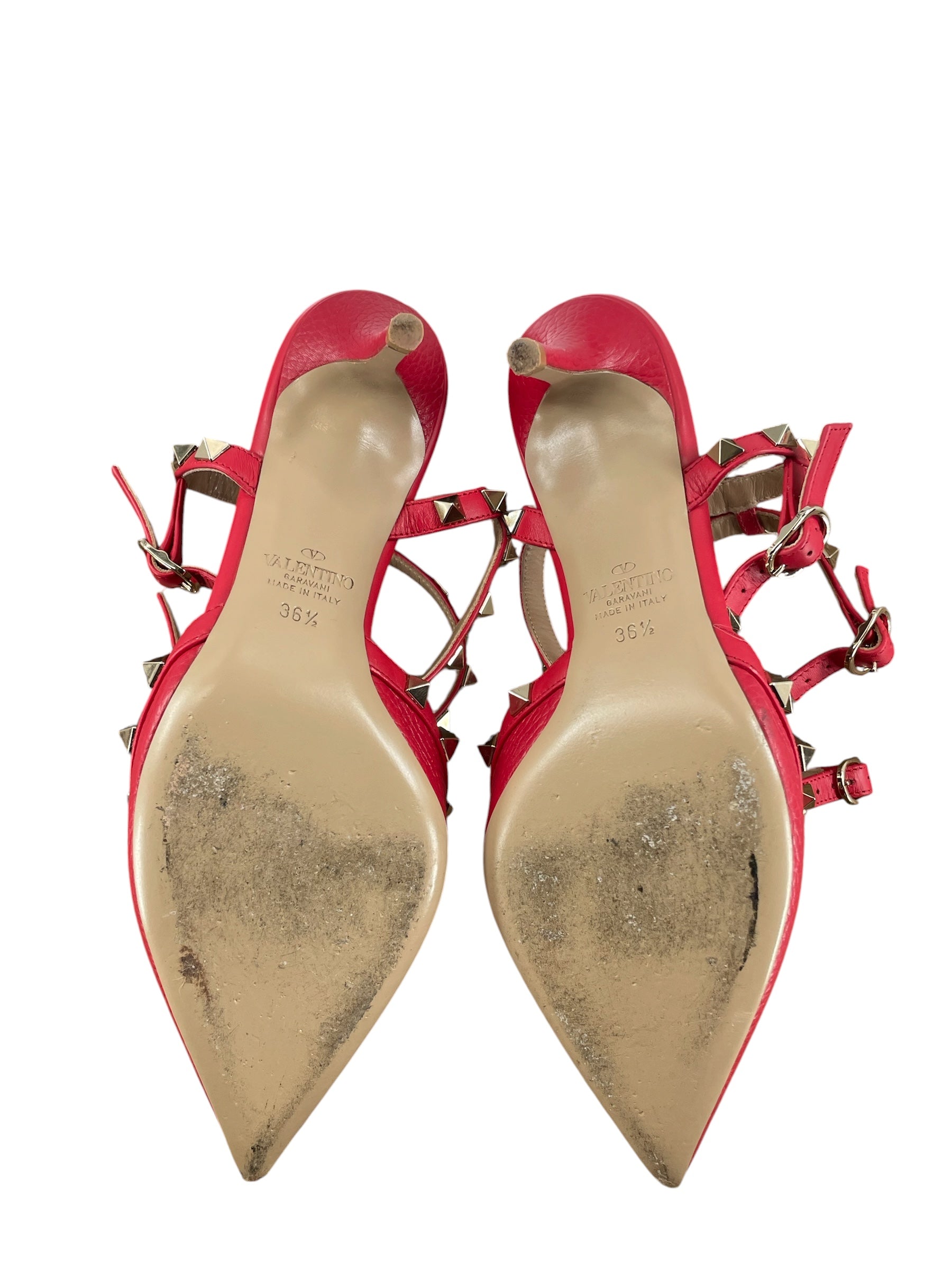 VALENTINO/Heels/EU 36.5/RED/rockstud caged heel view 3